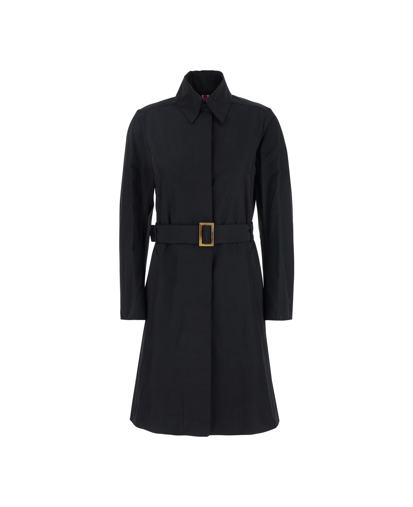 Merci Black Trench Coat With Classic Collar And Adjustable Belt In Fabric Woman - Black