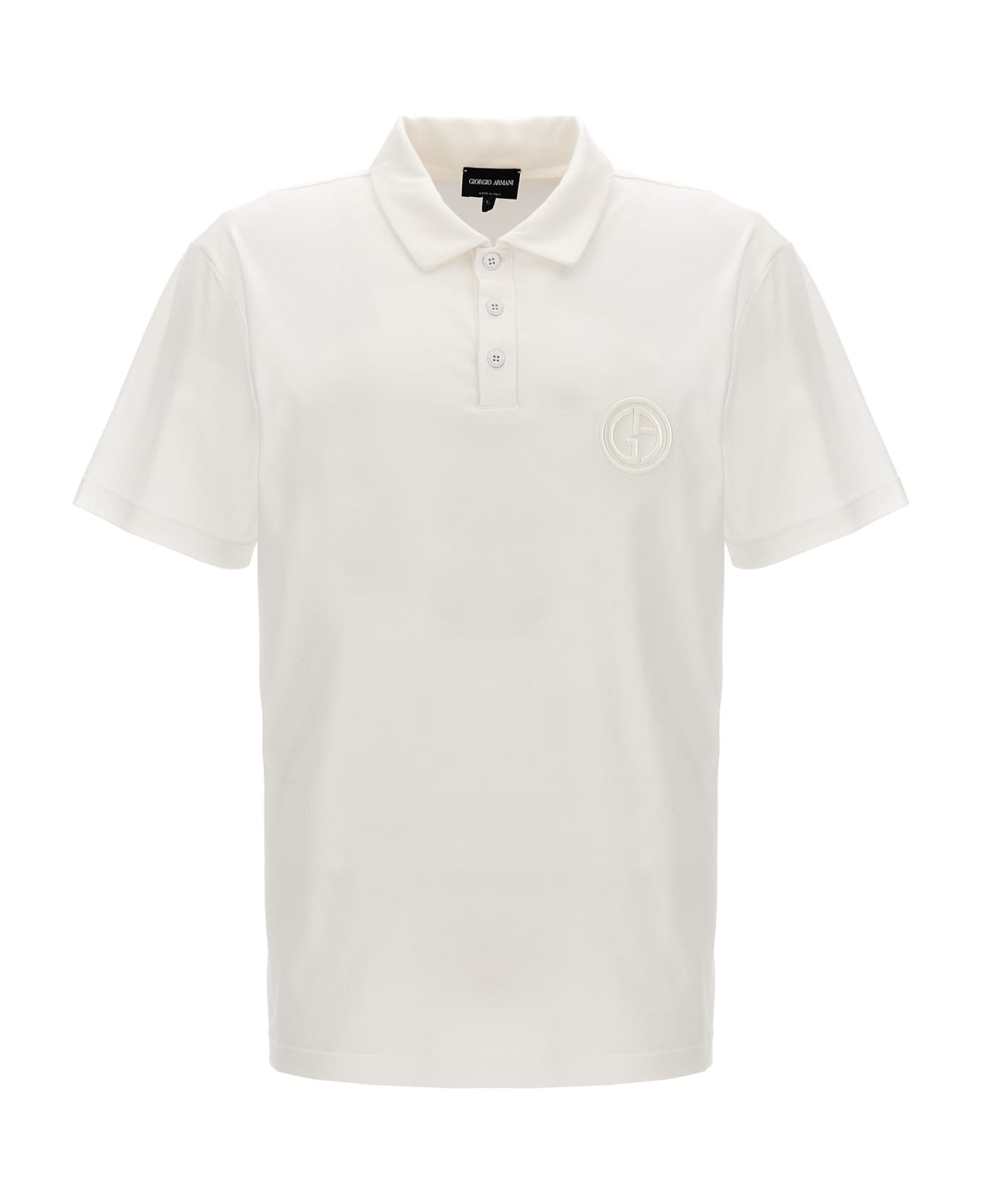 Giorgio Armani Logo Embroidery Polo Shirt - White