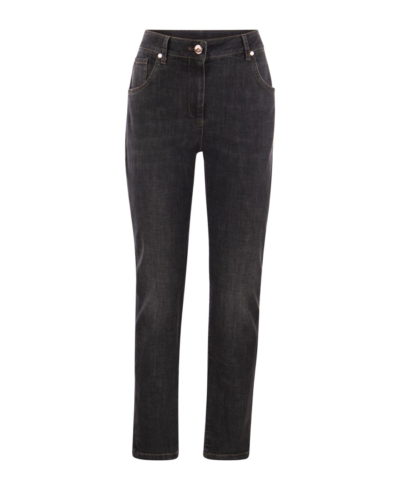 Brunello Cucinelli Slim Pants In Stretch Denim - Grey