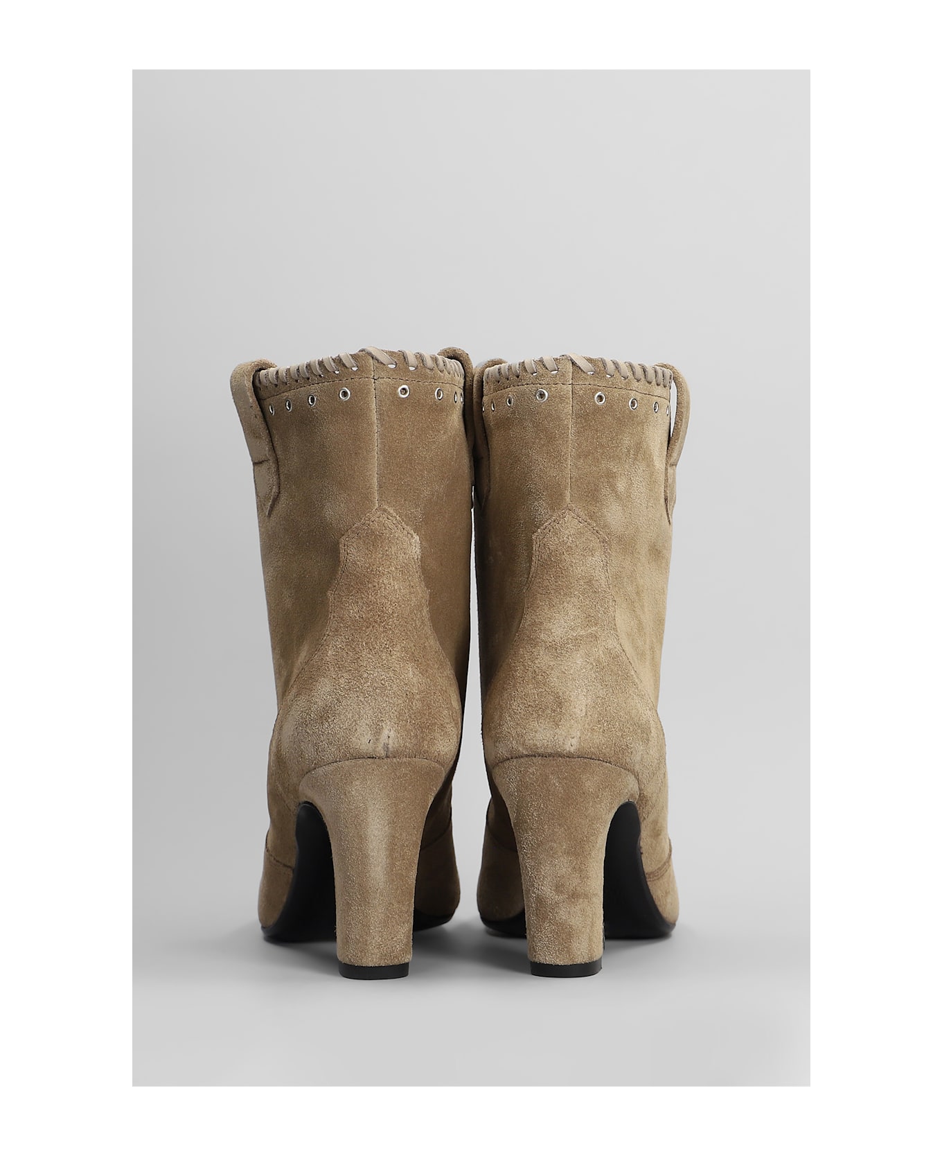 Strategia High Heels Ankle Boots In Camel Suede - Camel