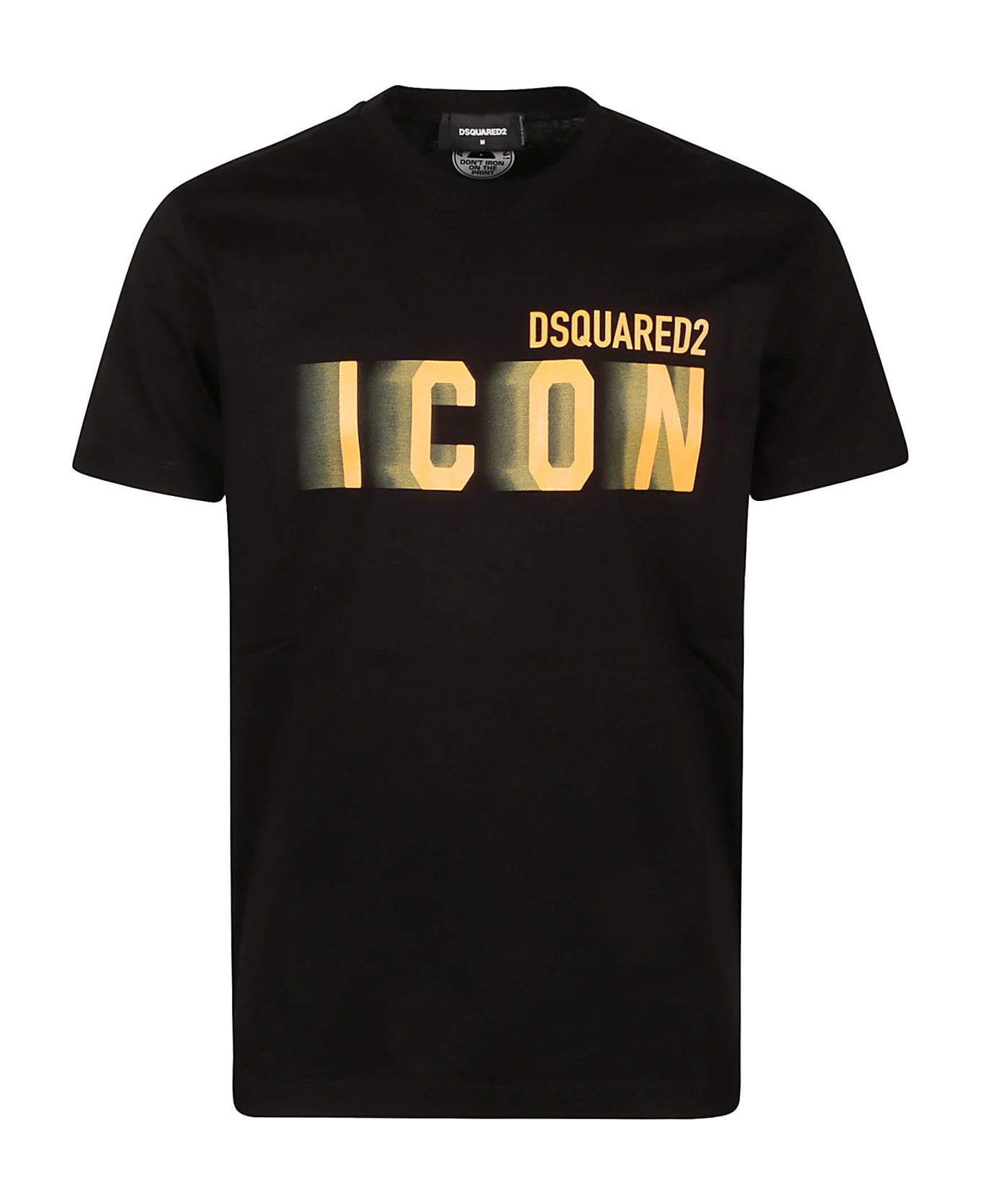 Dsquared2 Crewneck T-shirt With Icon Blur Logo Print - X Black/orange Fluo シャツ