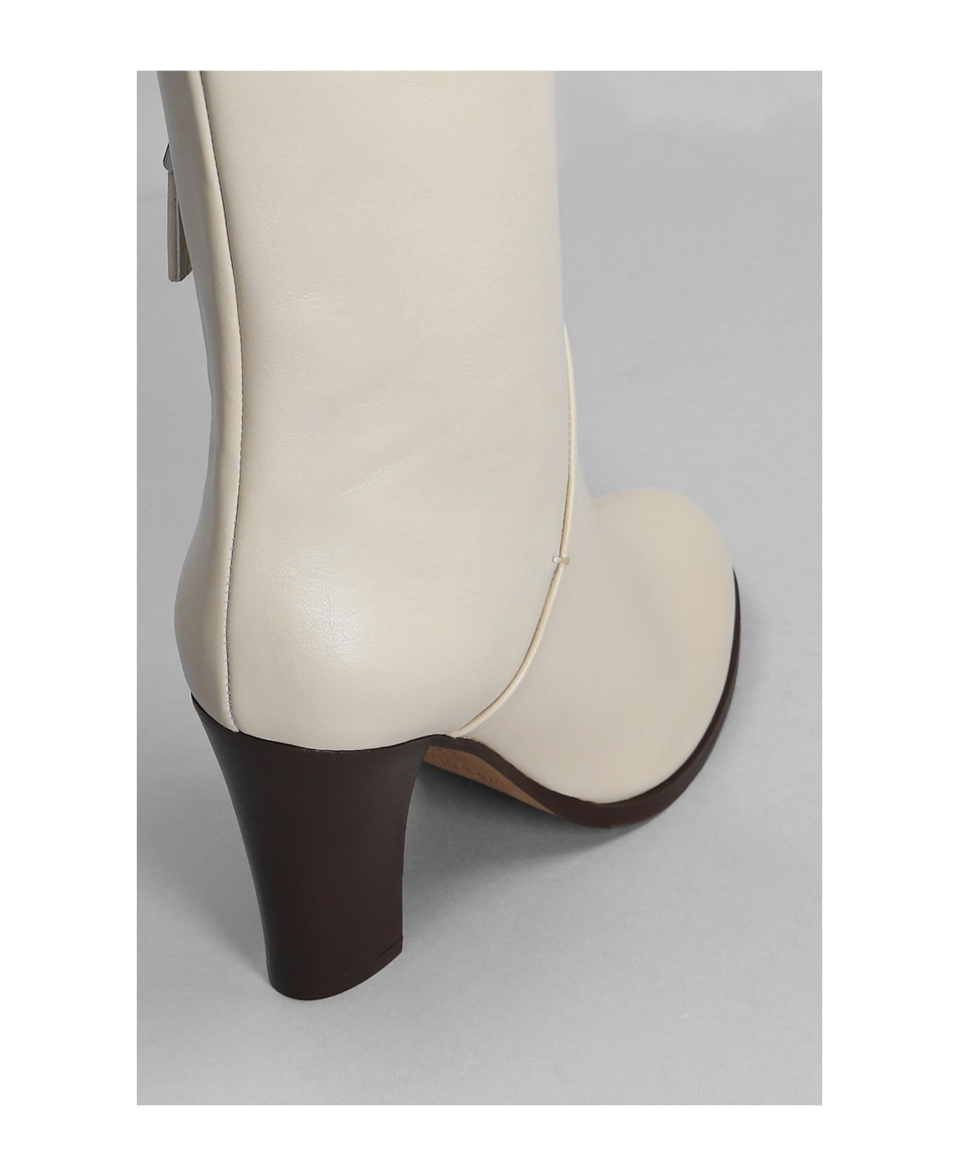 Julie Dee High Heels Ankle Boots In Beige Leather - beige