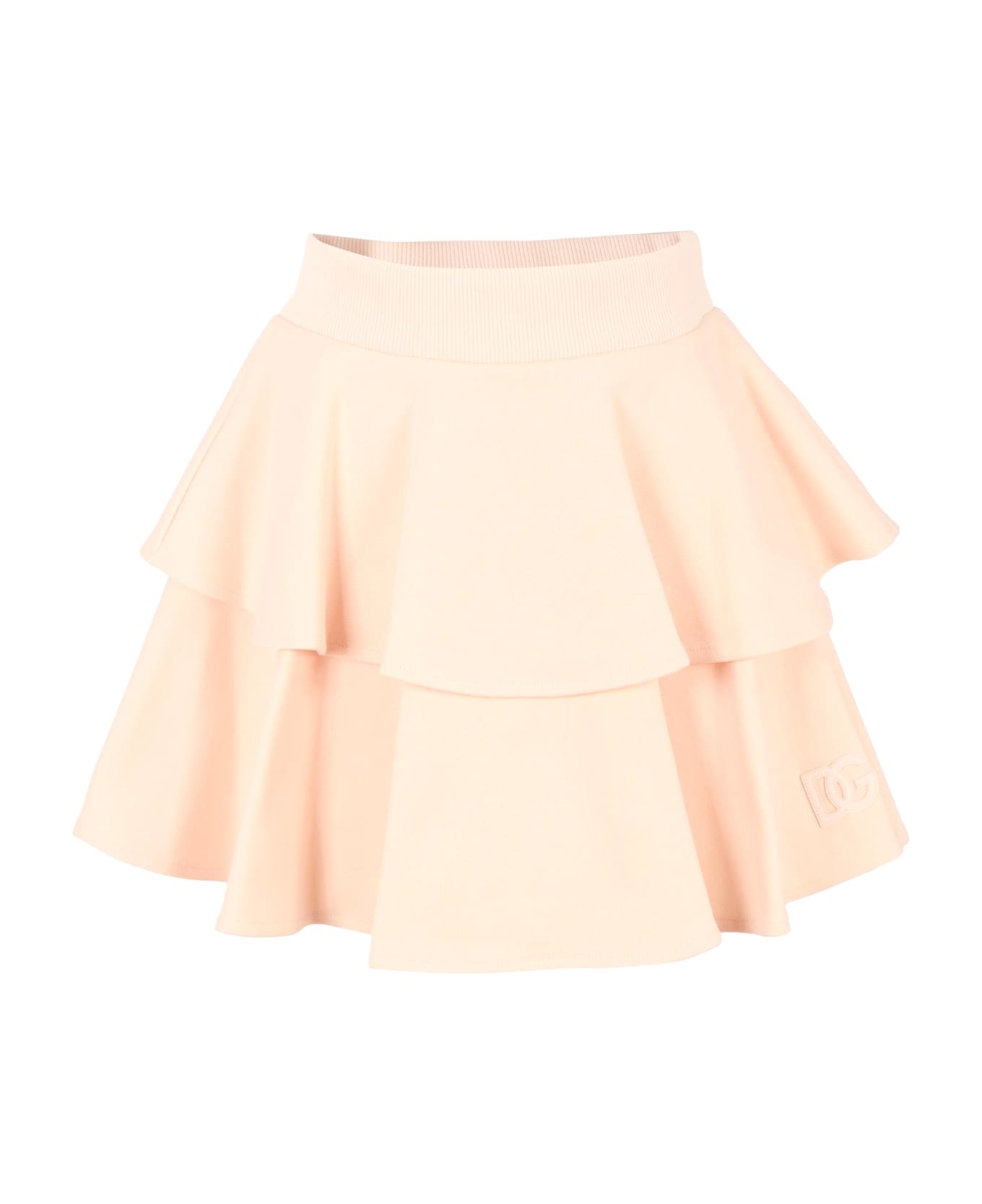 Dolce & Gabbana Pink Skirt For Girl With Logo - Pink