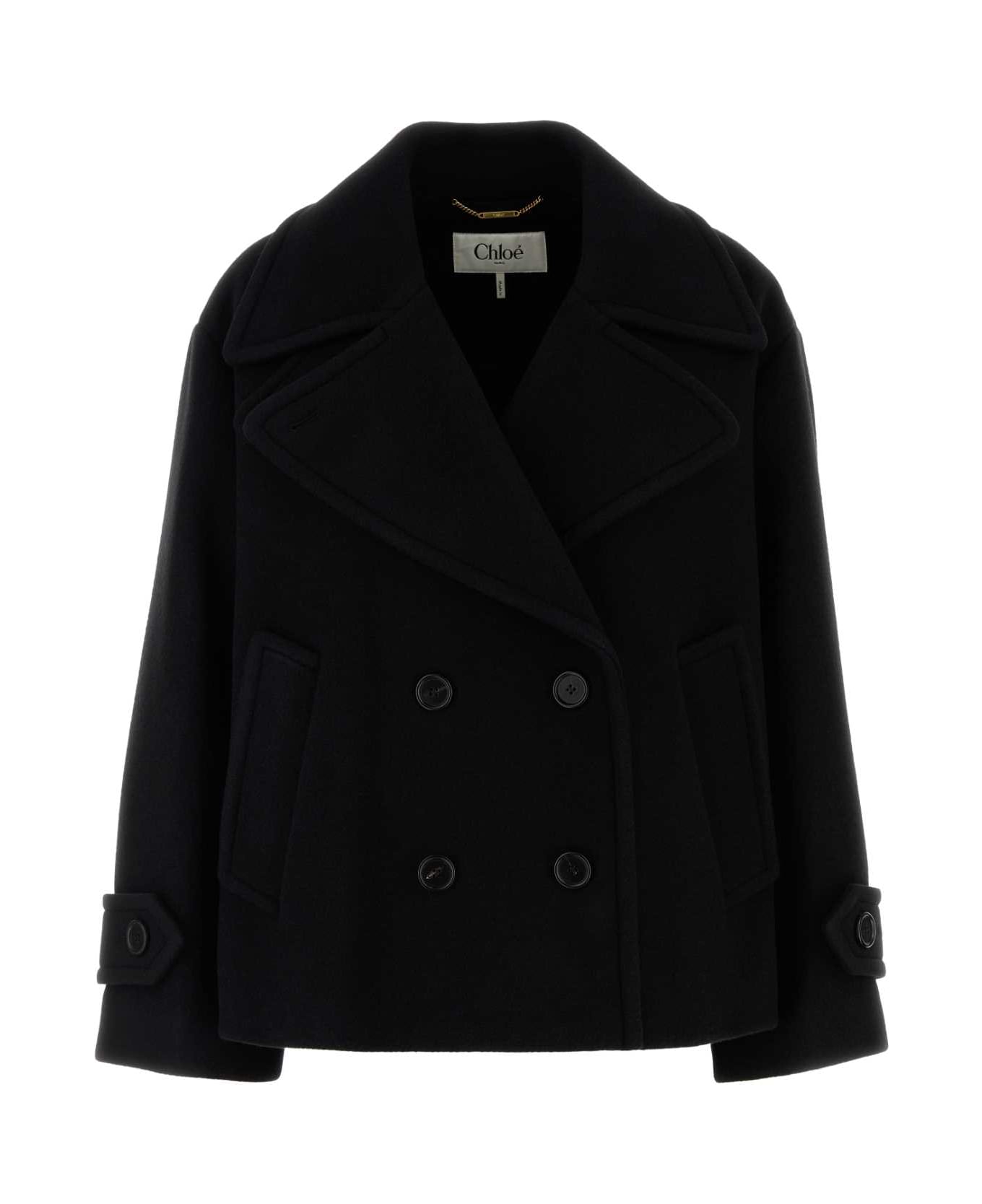Chloé Black Wool Blend Coat - BLACK