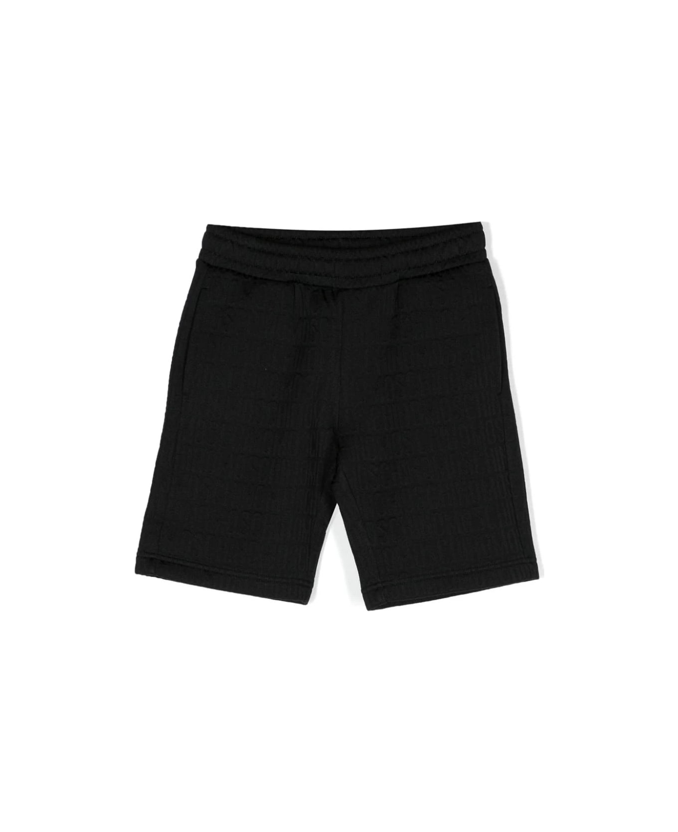 Moschino Black Track Shorts With All-over Logo - Black