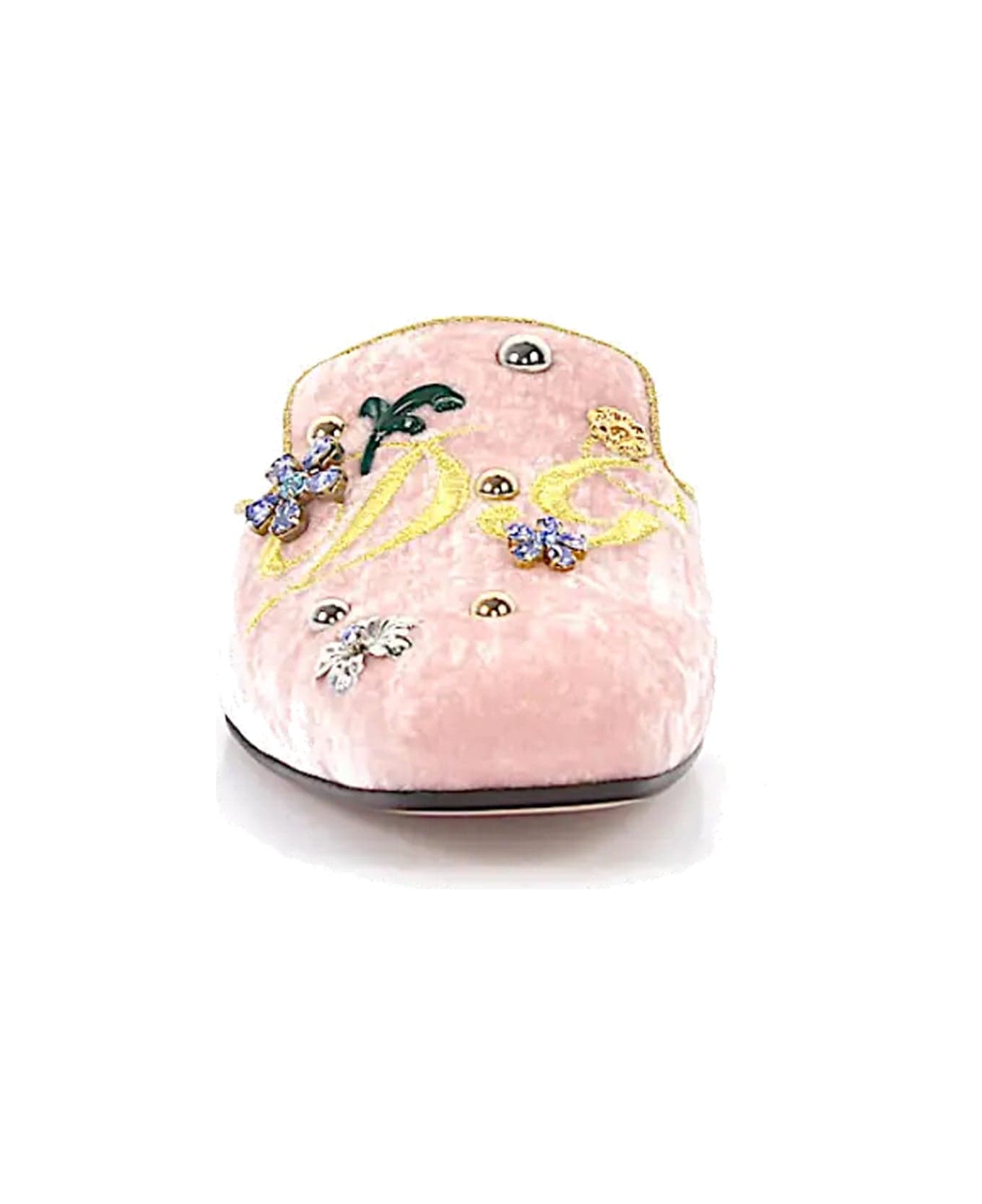 Dolce & Gabbana Velvet Mules - Pink