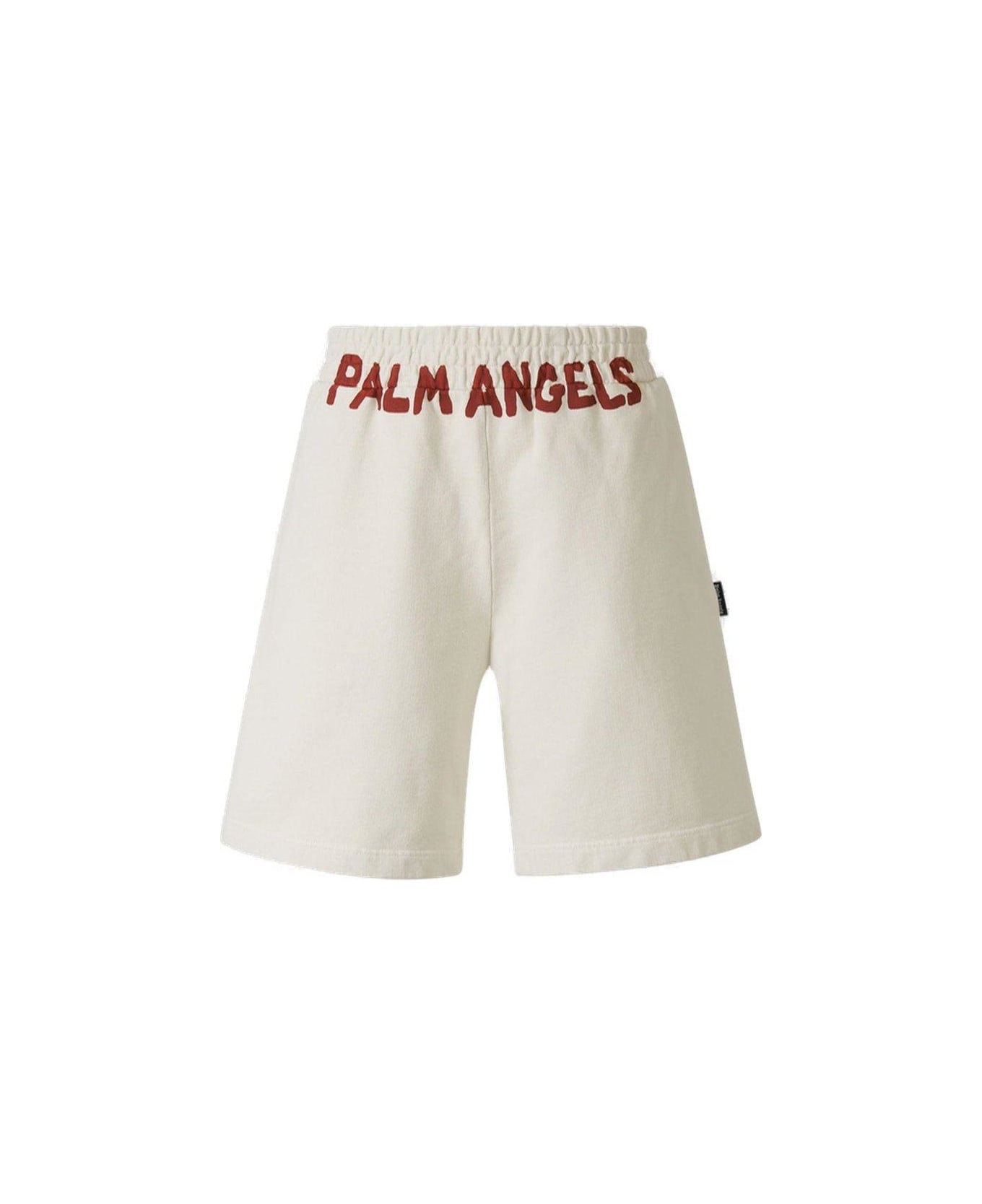 Palm Angels Logo-printed Elasticated Waist Track Shorts - Off white