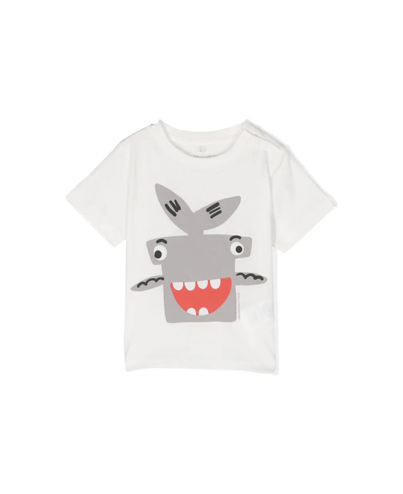 Stella McCartney Kids Shark Motif T-shirt In Ivory - White Tシャツ＆ポロシャツ
