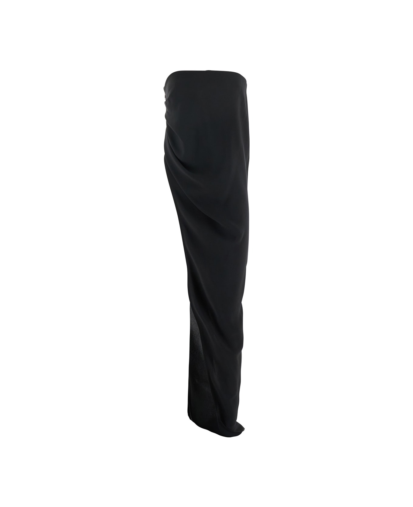 Rick Owens 'lido' Black Long Dress With Straight Neckline And Asymmetric Design In Viscose Blend Woman - Black
