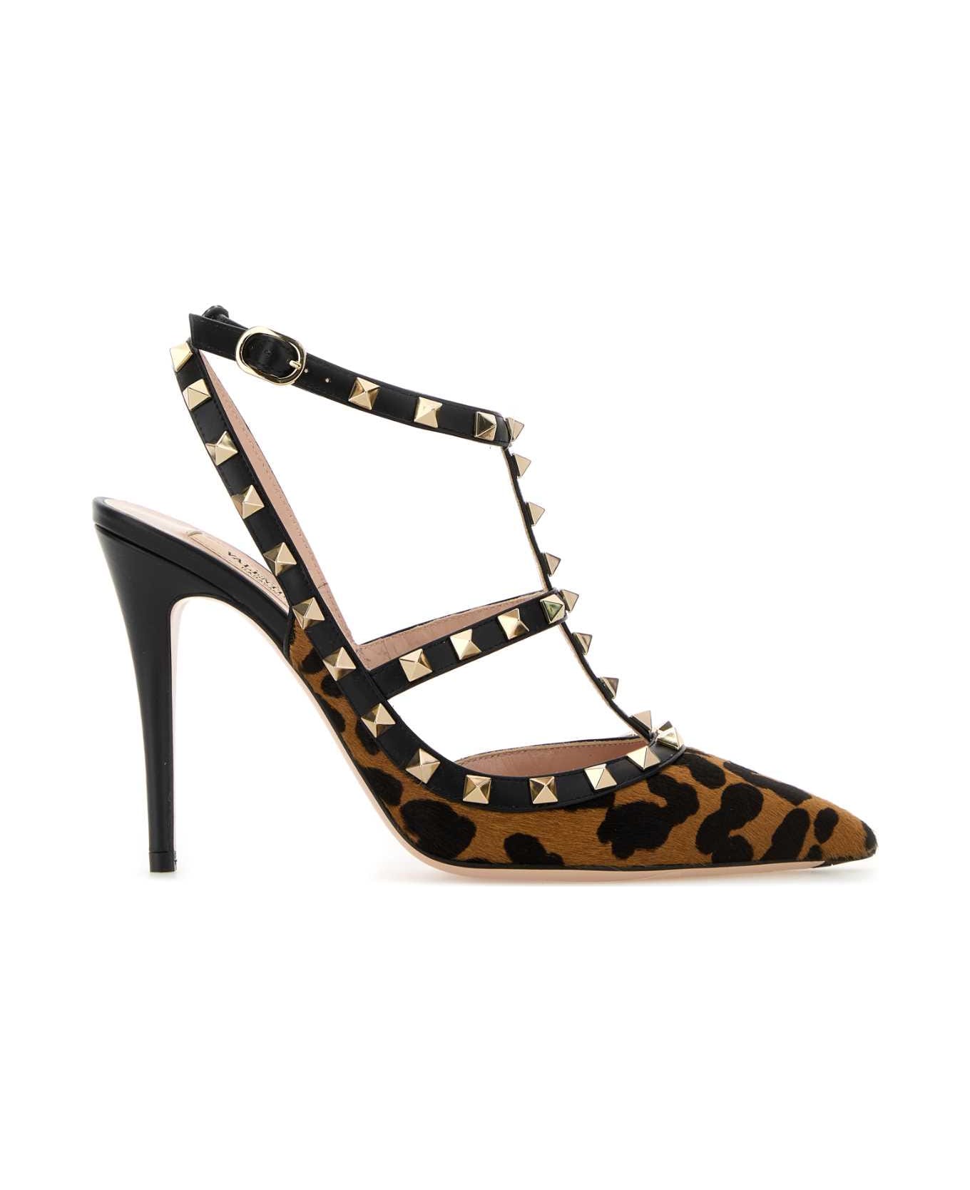 Valentino Garavani Printed Calf Hair Rockstud Pumps - DARK BROWN