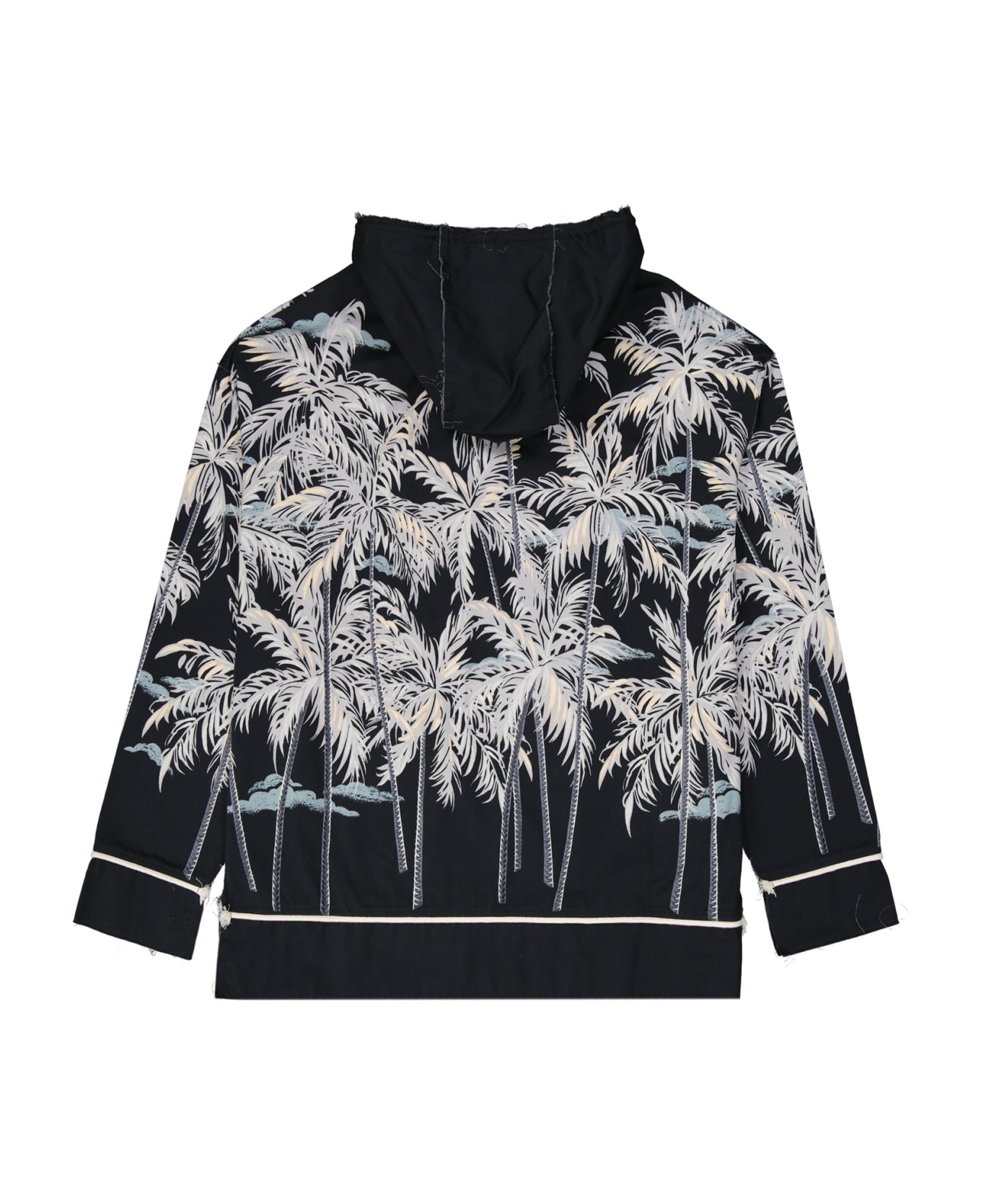 Palm Angels Hooded Printed Shirt - Black シャツ