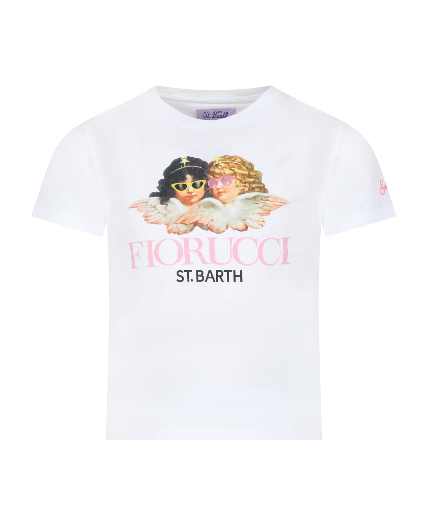MC2 Saint Barth White T-shirt For Girl With Angel Print - White