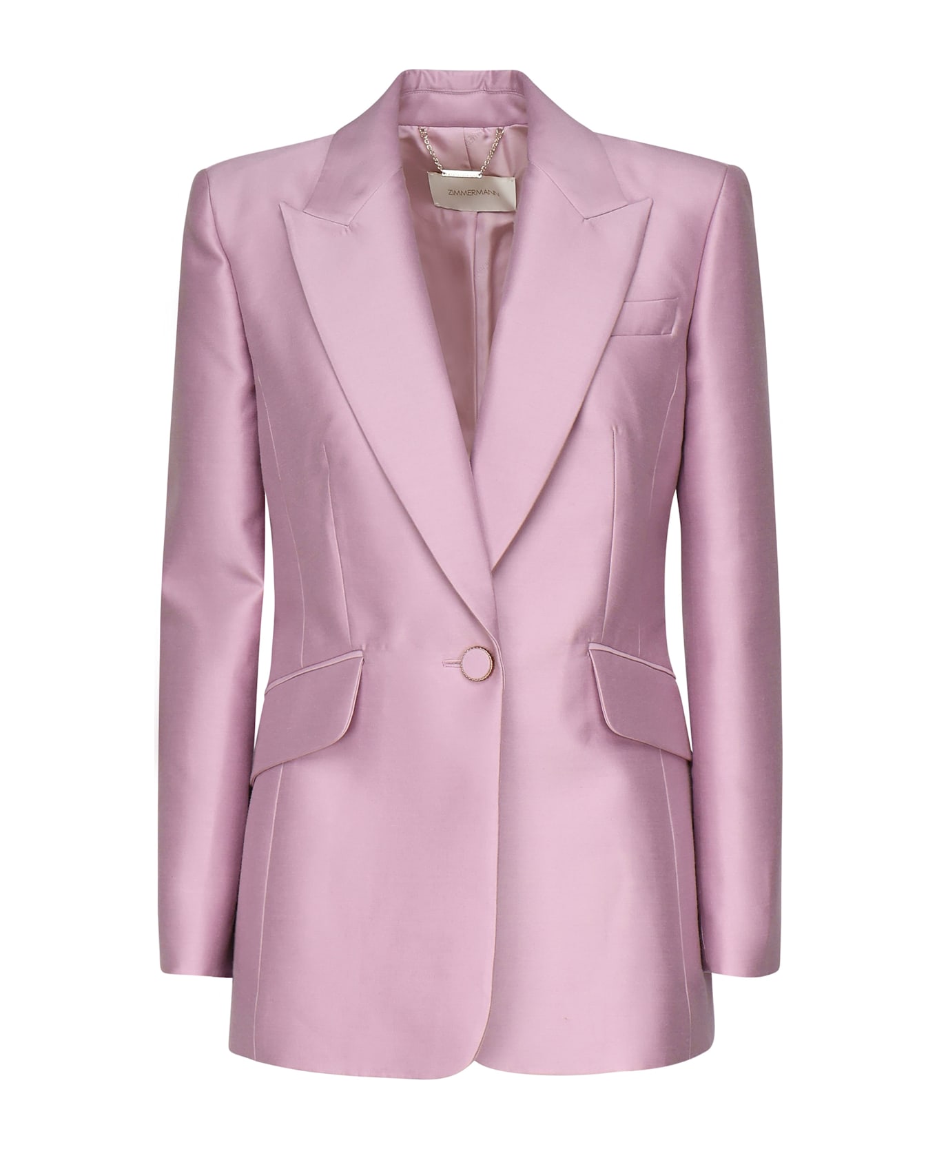 Zimmermann Single-breasted Jacket In Wool And Silk - Purple