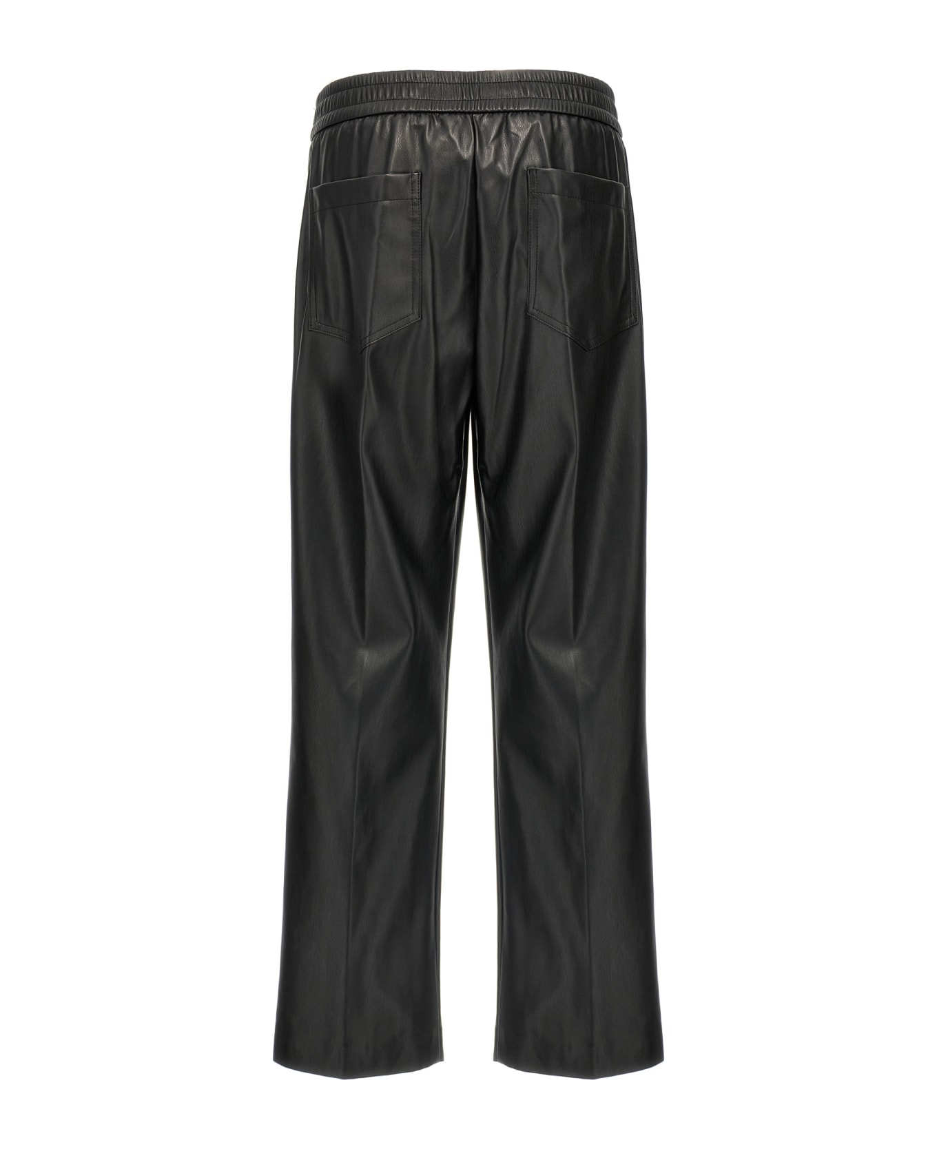 (nude) Faux Leather Trousers - Black  