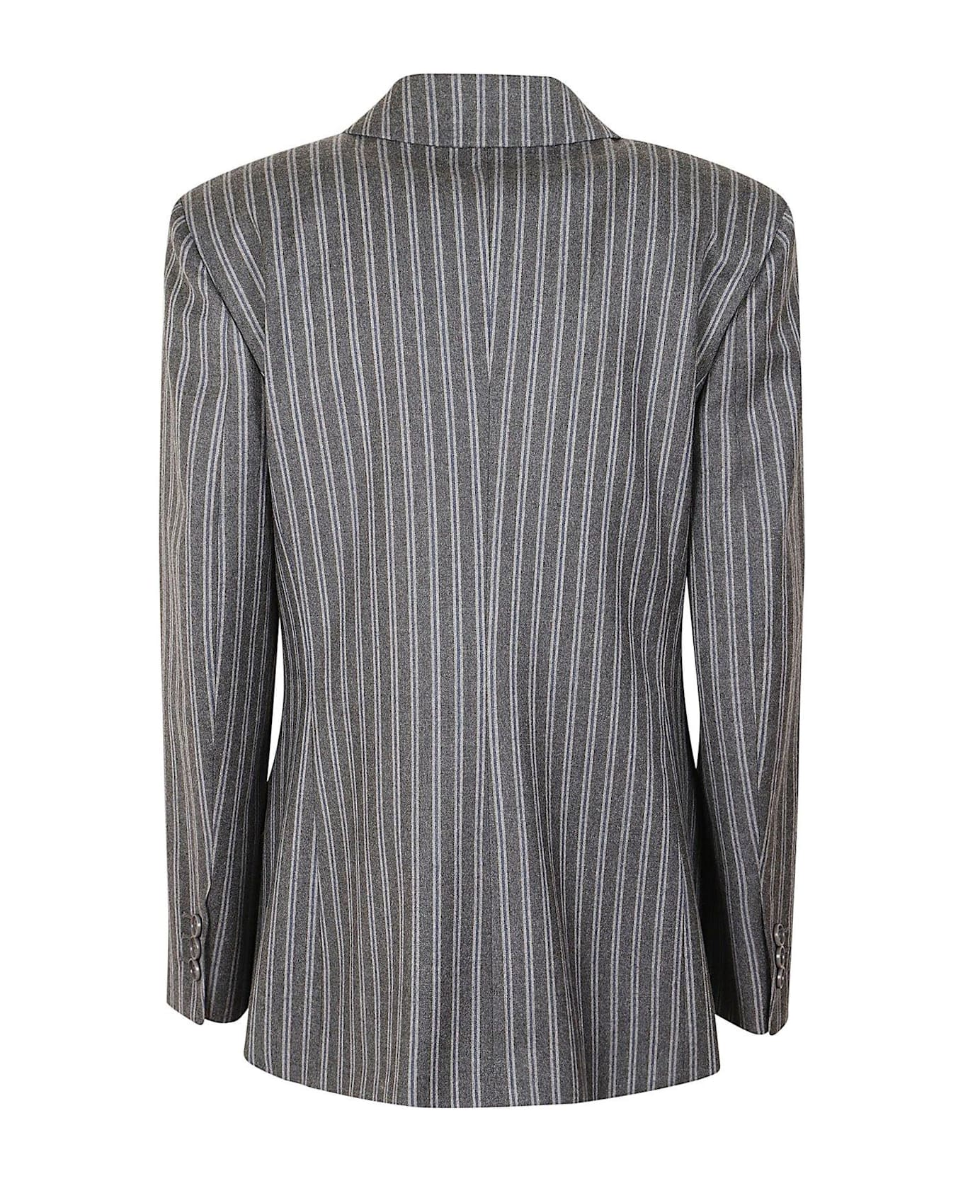 Alberta Ferretti Striped Double-breasted Blazer Alberta Ferretti - GREY