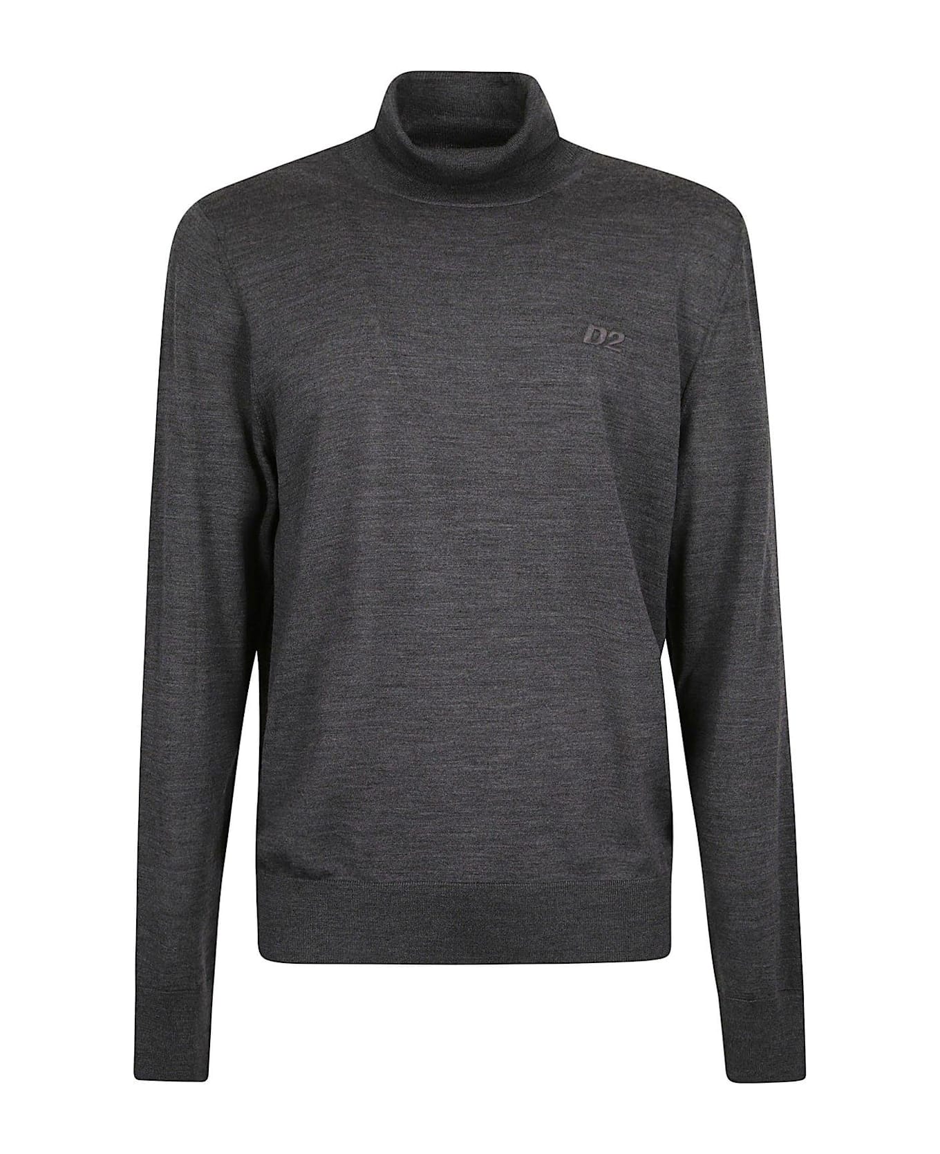 Dsquared2 Logo-embroidered Roll-neck Jumper - Grey