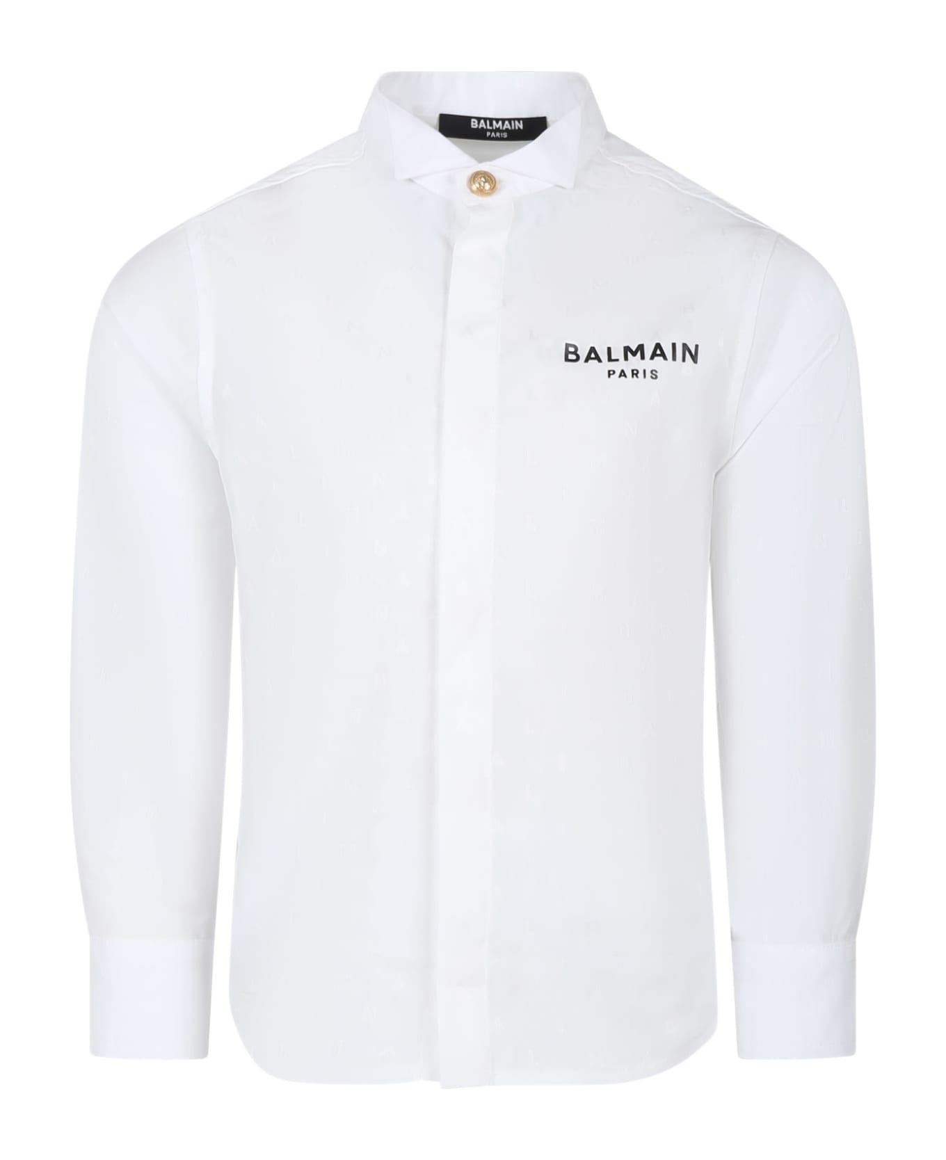 Balmain White Shirt For Boy With Logo - White