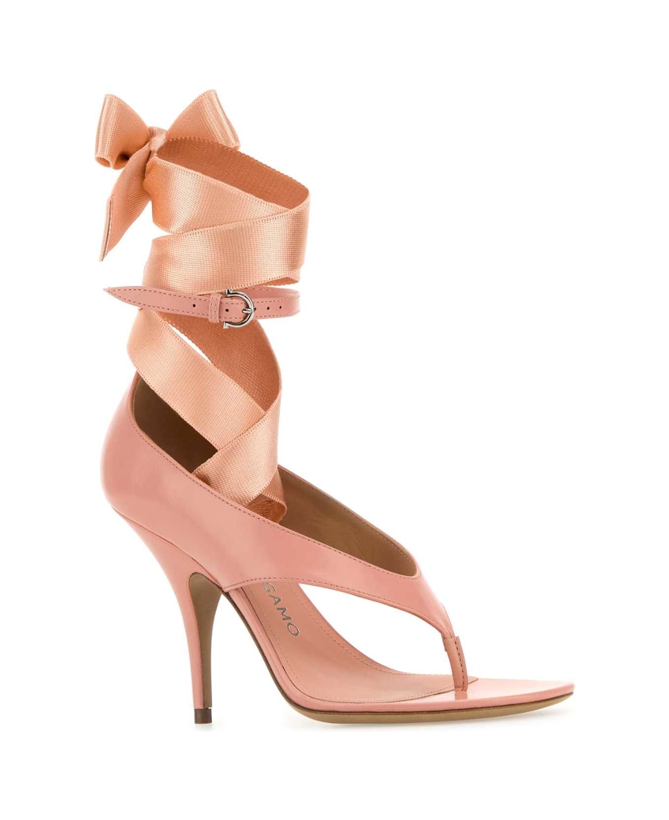 Ferragamo Pink Leather Leliu 95 Thong Sandals - PLABISPLA