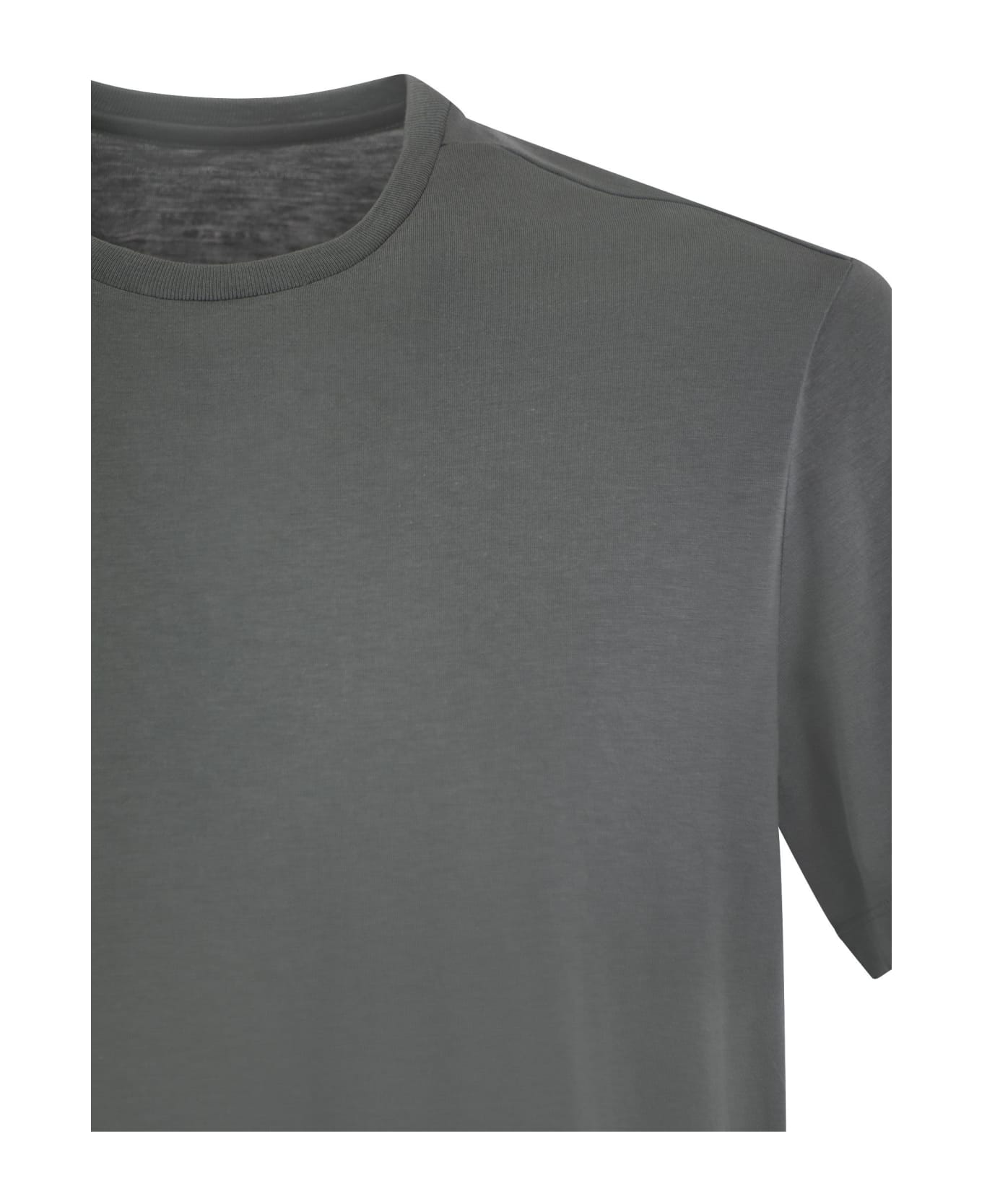 Majestic Filatures Short-sleeved T-shirt In Lyocell And Cotton - Grey