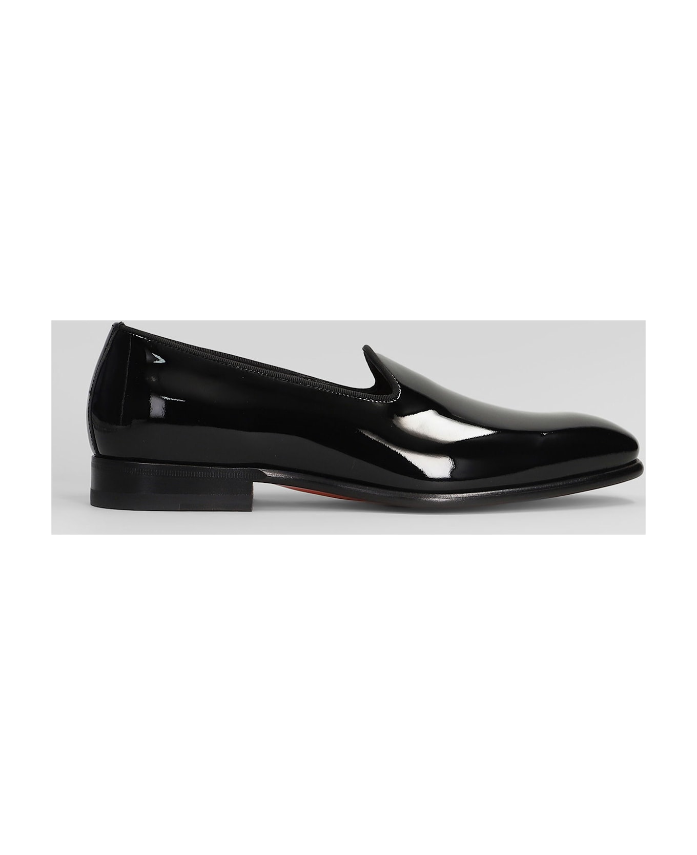 Santoni Brody Loafers In Black Patent Leather - black