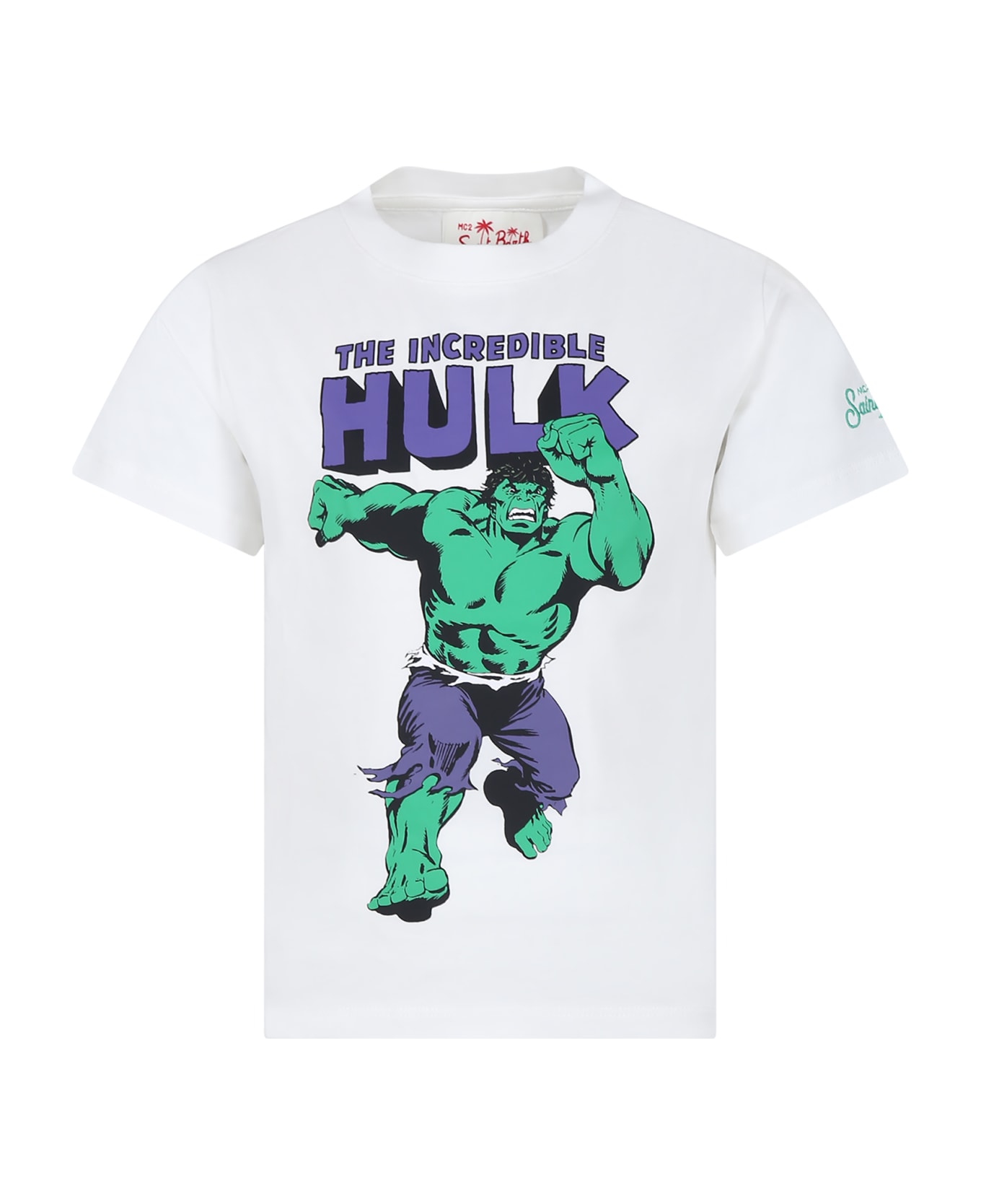 MC2 Saint Barth White T-shirt For Boy With Hulk Print - White