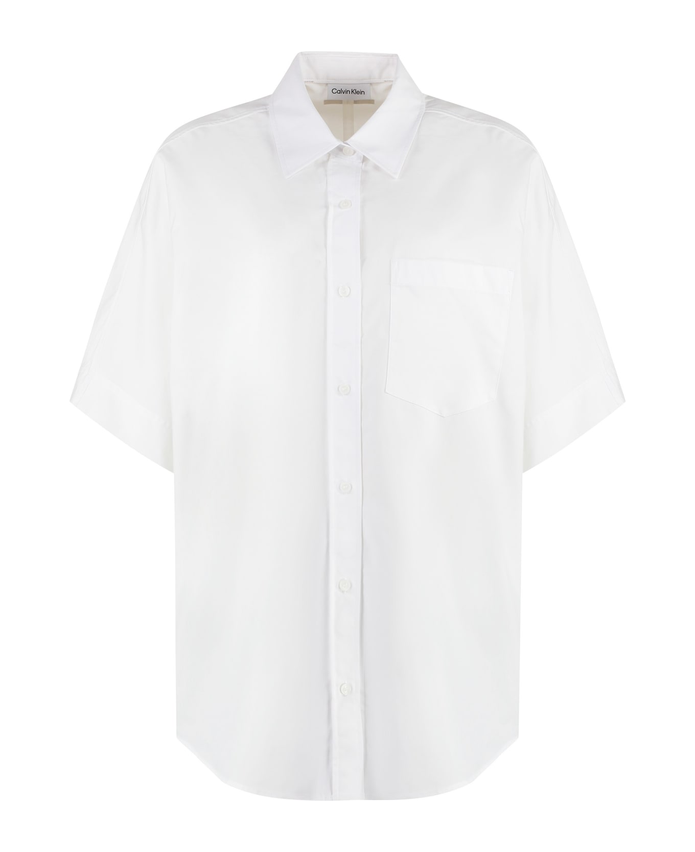 Calvin Klein Short Sleeve Cotton Blend Shirt - White シャツ