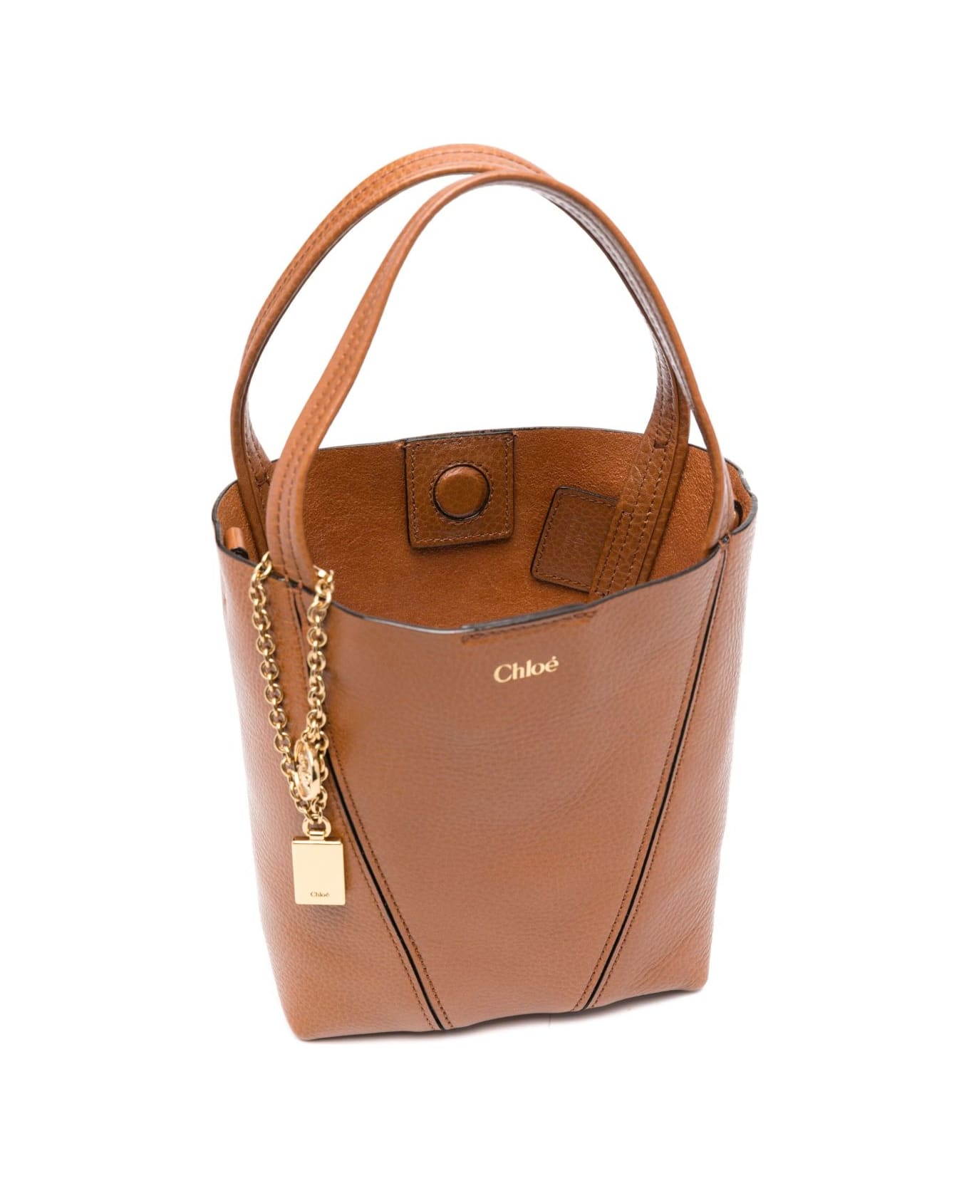 Chloé Spin Small Leather Tote - Leather Brown