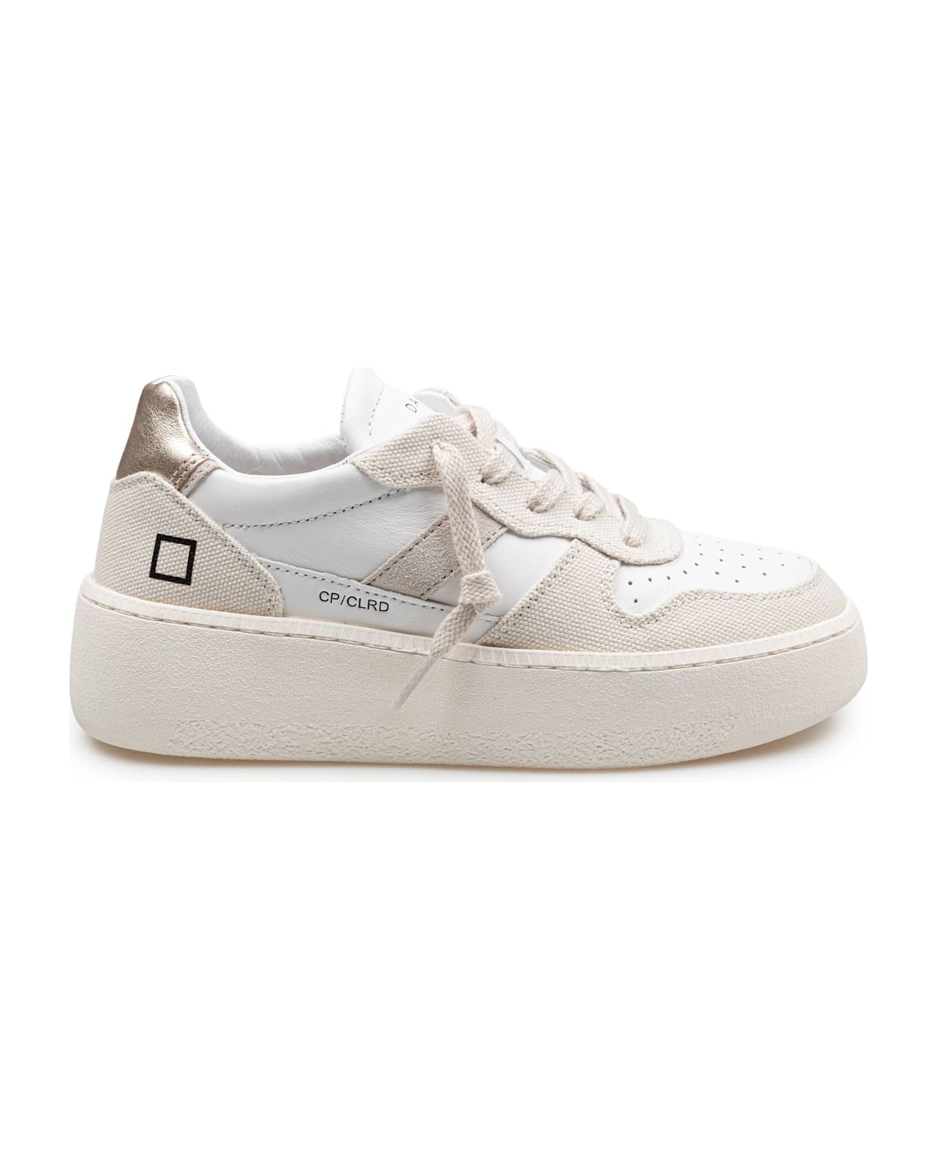 D.A.T.E. D.a.t.e Sneakers Court Platform In Leather And Fabric Color White And Beige - BEIGE
