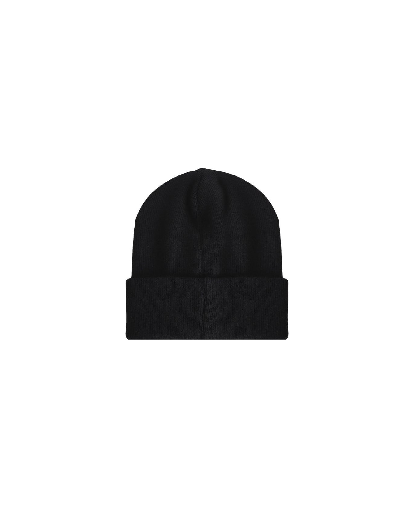 Dsquared2 Logo Patch Ribbed Beanie - Black 帽子