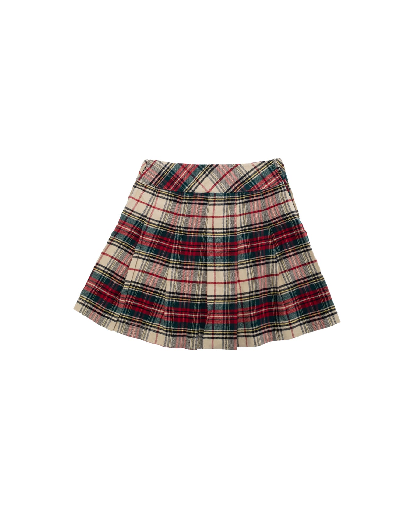 Polo Ralph Lauren Multicolor Pleated Skirt With Striped Pattern Detail In Cotton Girl - Cream Red Multi