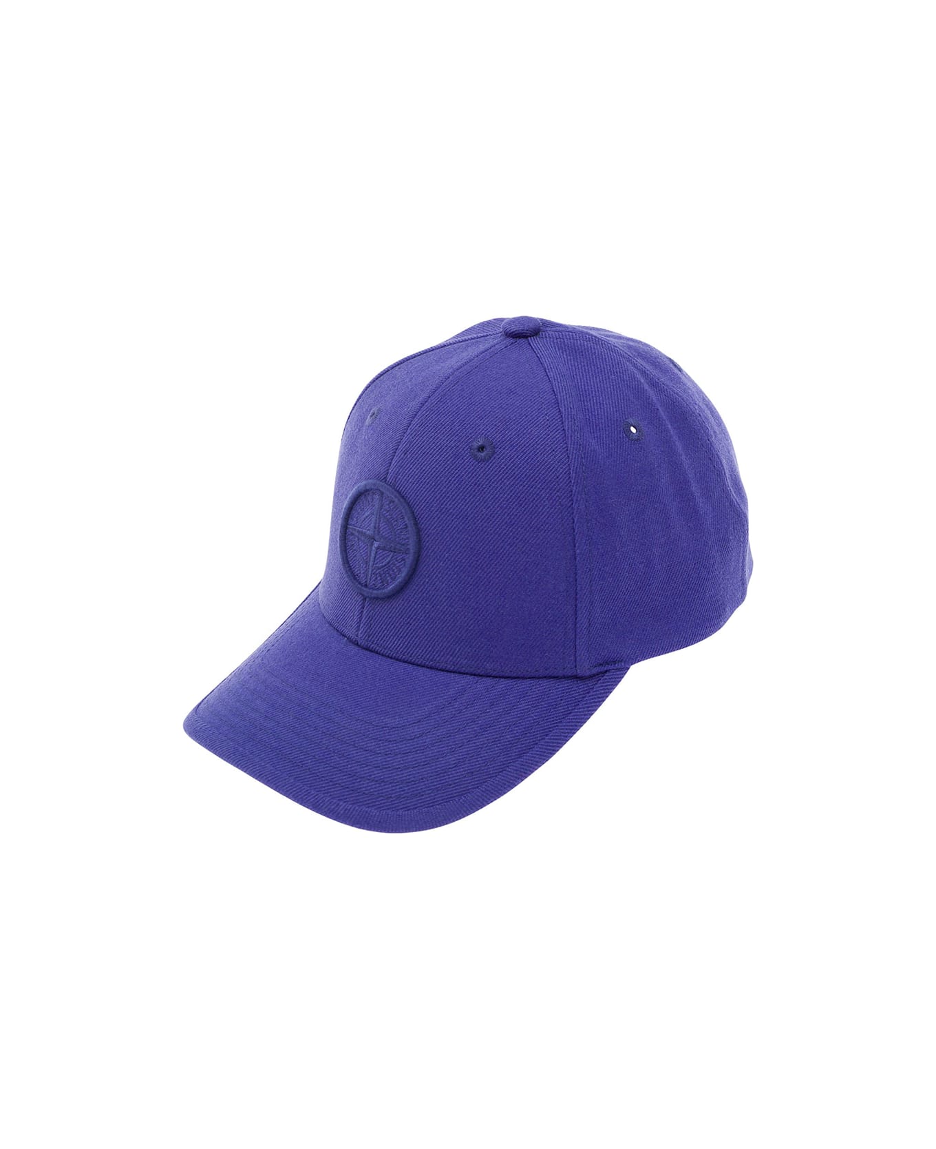 Stone Island Junior Blue Baseball Cap With Tonal Logo Patch In Cotton Boy - Blu