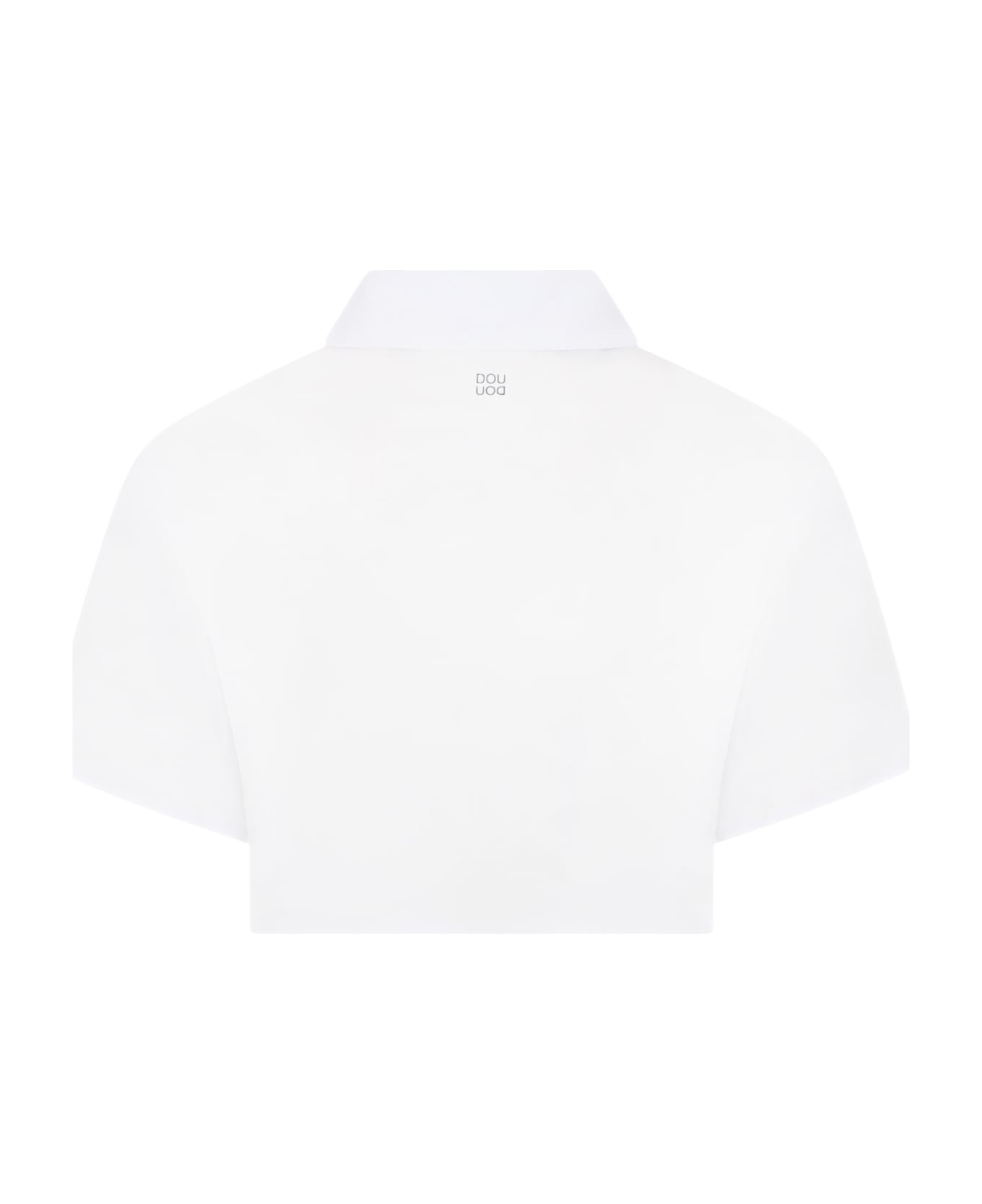 Douuod White Shirt For Girl With Black Logo - White シャツ