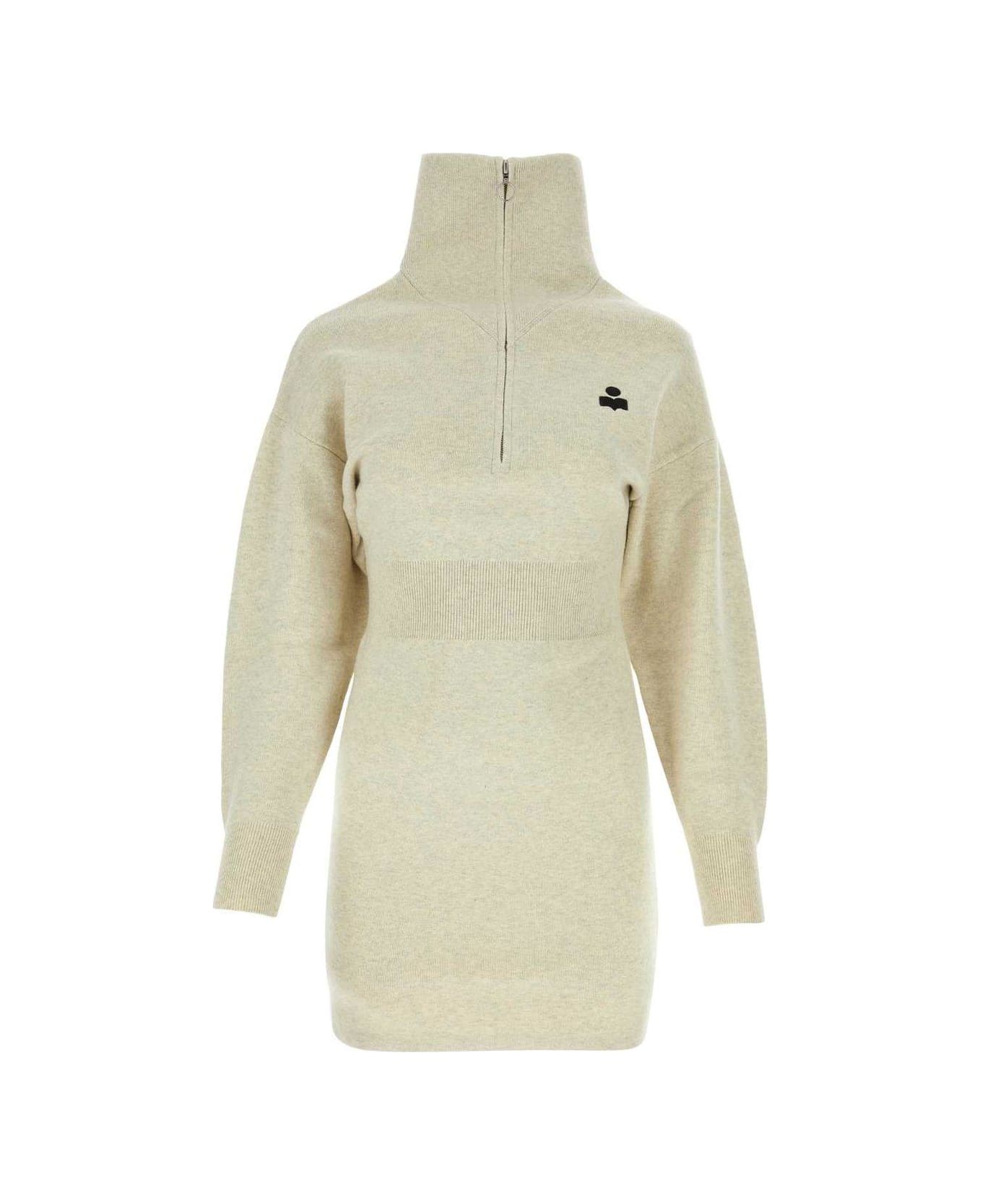 Marant Étoile Logo Embroidered High Neck Knitted Dress - GREY