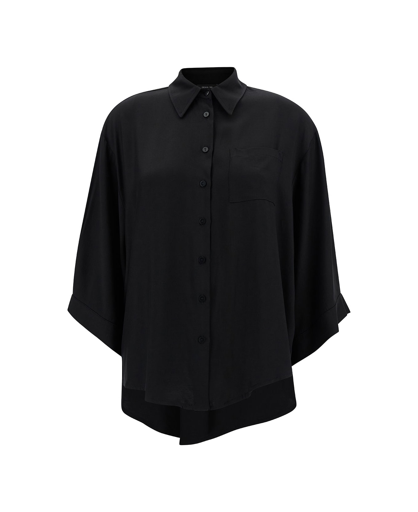 Federica Tosi Oversized Black Shirt With Patch Pockets In Viscose Woman - Black