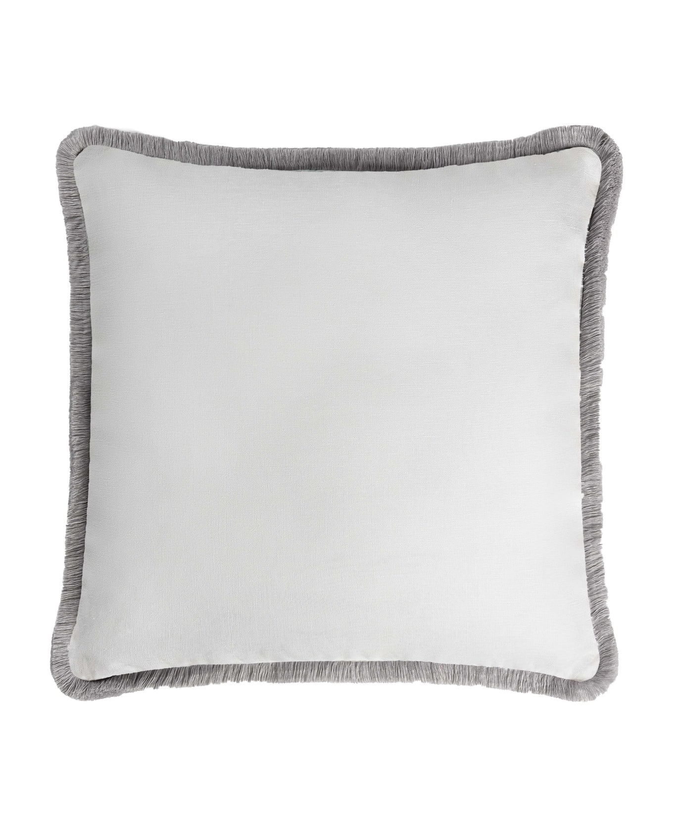 Lo Decor Happy Linen Pillow - White - Grey