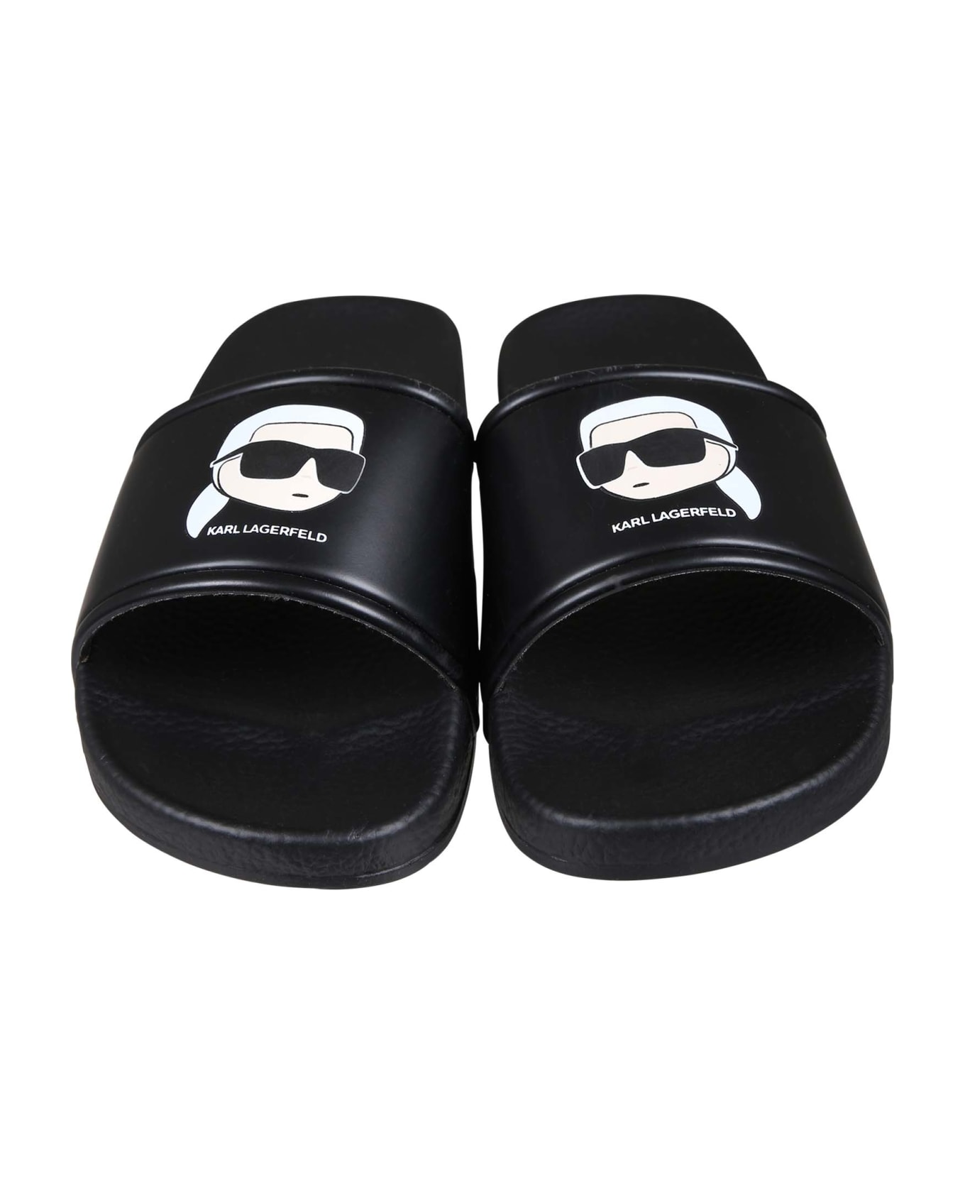 Karl Lagerfeld Kids Black Slippers For Boy With Logo And Karl - Black
