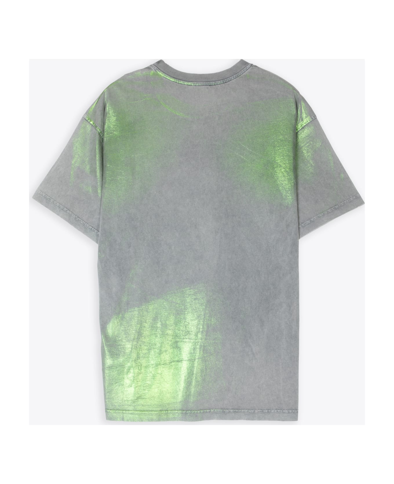 Diesel T-buxt Grey viscose jersey t-shirt with green metallic finiture - T Buxt - Grigio
