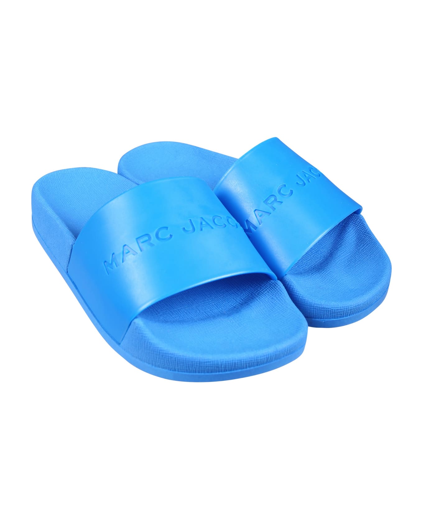 Little Marc Jacobs Blue Slippers For Kids With Logo - Blue