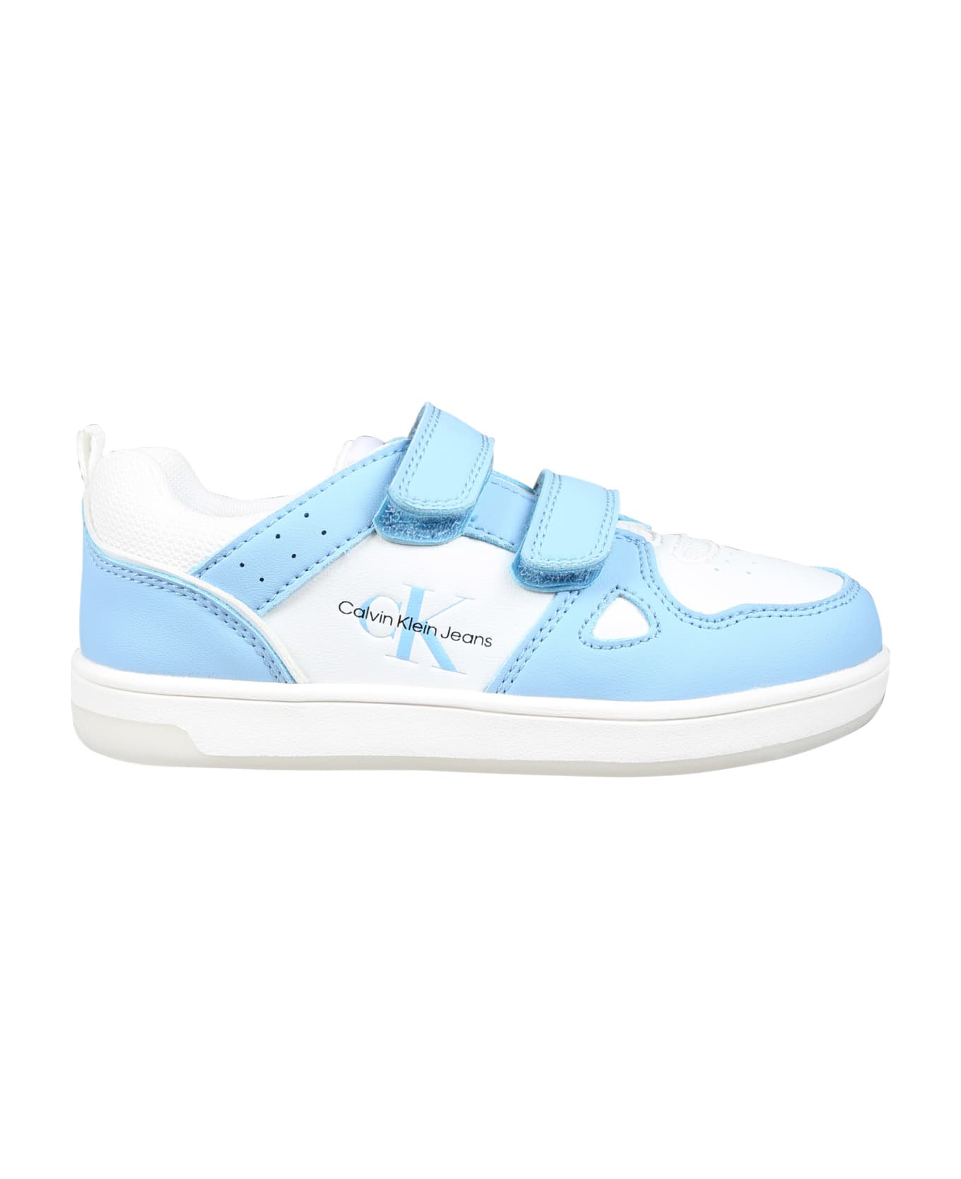 Calvin Klein Light Blue Sneakers For Kids With Logo - Light Blue