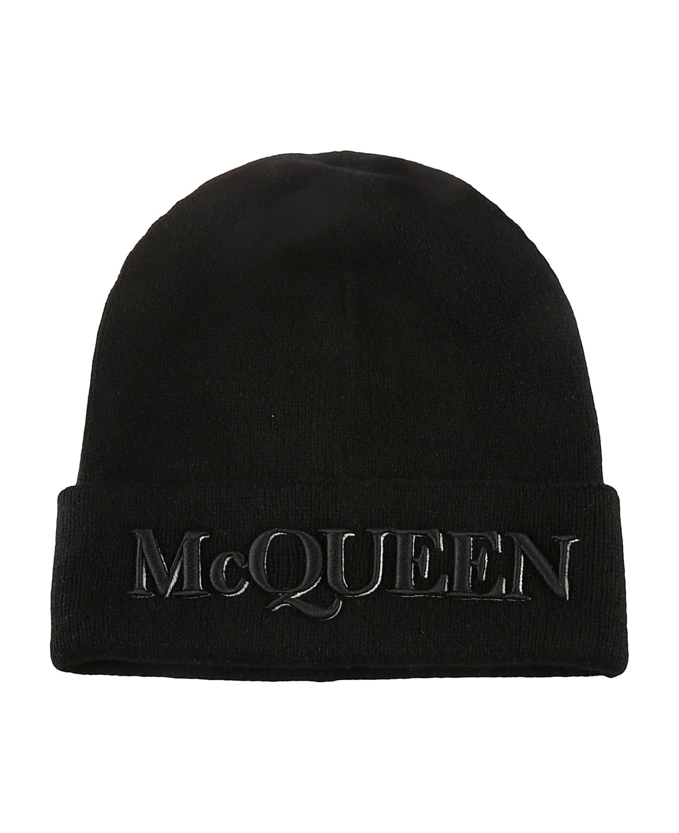 Alexander McQueen Logo Embroidered Beanie - Black