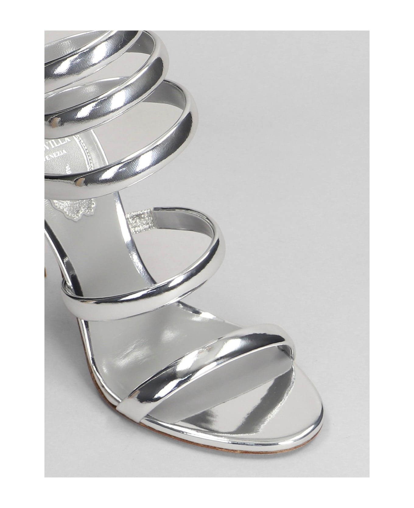 René Caovilla Serpente Sandals In Silver Leather - silver