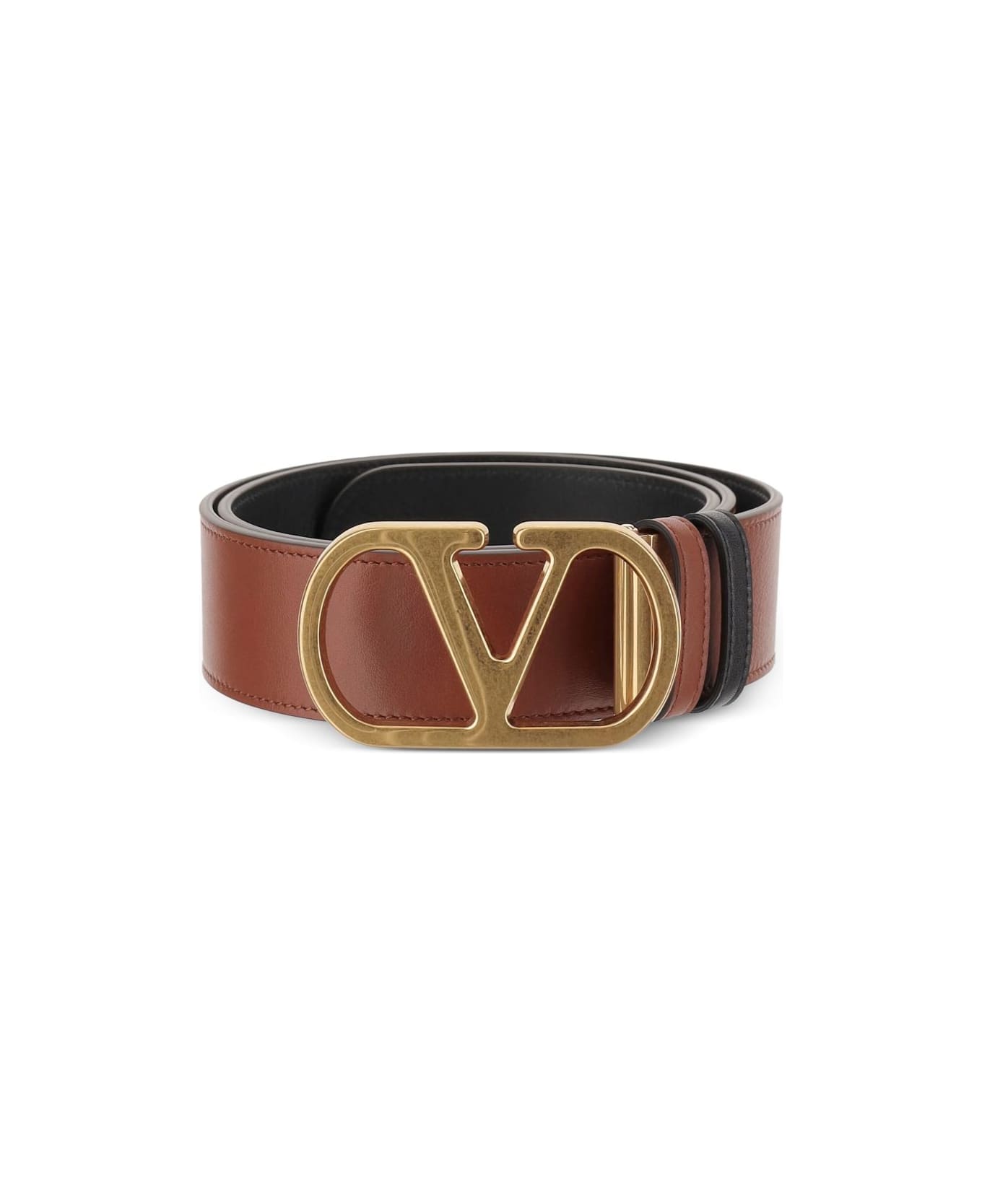 Valentino Garavani Vlogo Signature Leather Belt - Brown