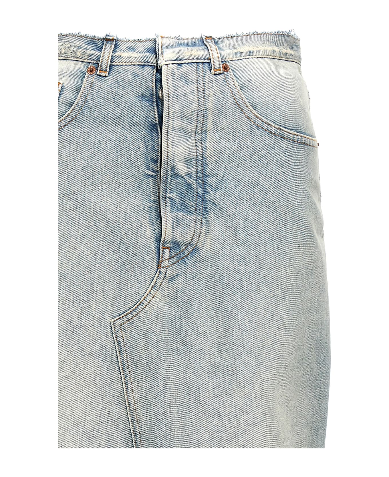 MM6 Maison Margiela Frayed Maxi Denim Skirt - Light Blue