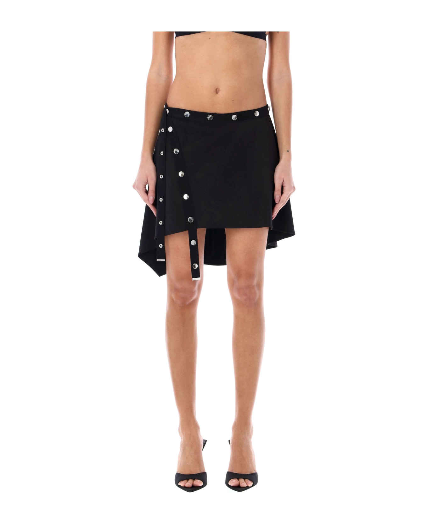 The Attico Mini Skirt With Snaps - BLACK
