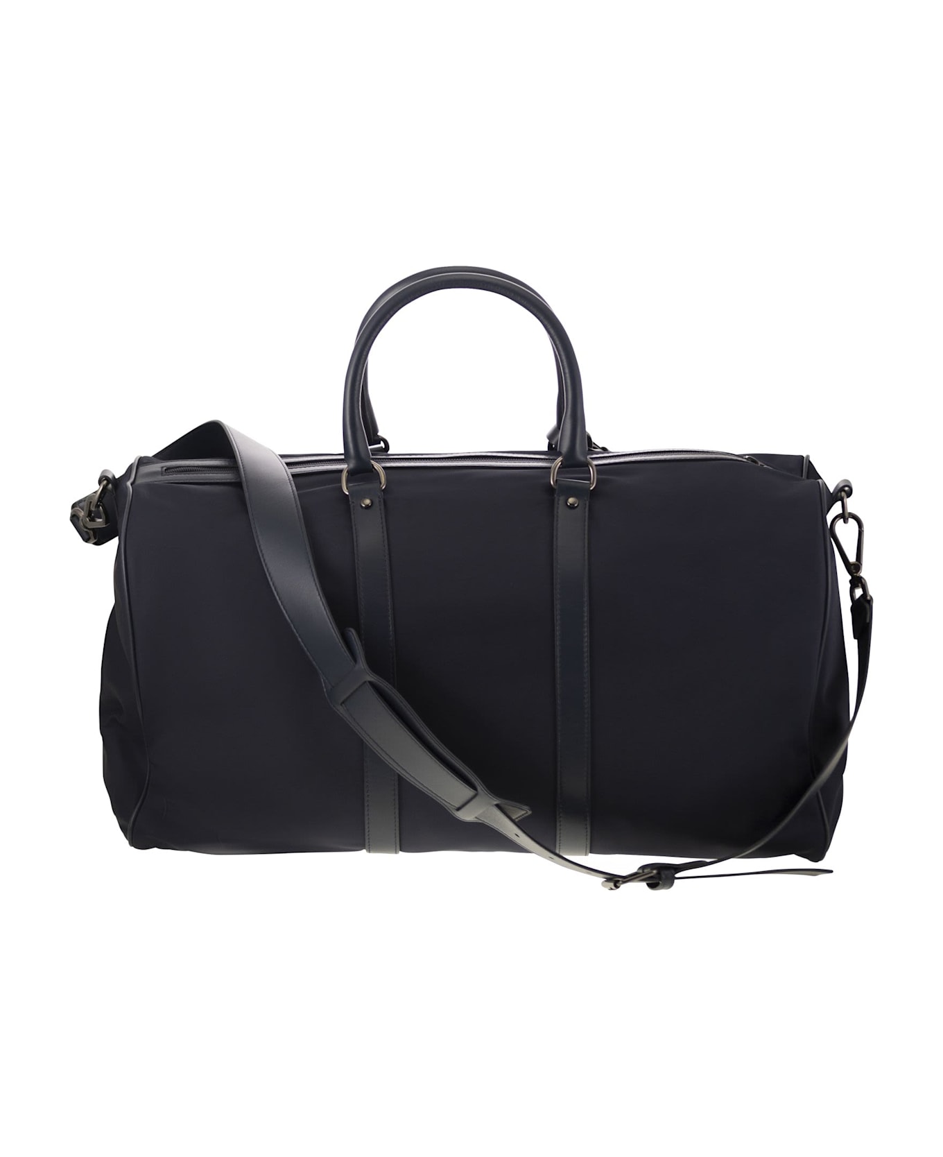 Kiton Duffel Bag With Leather Inserts - Blue