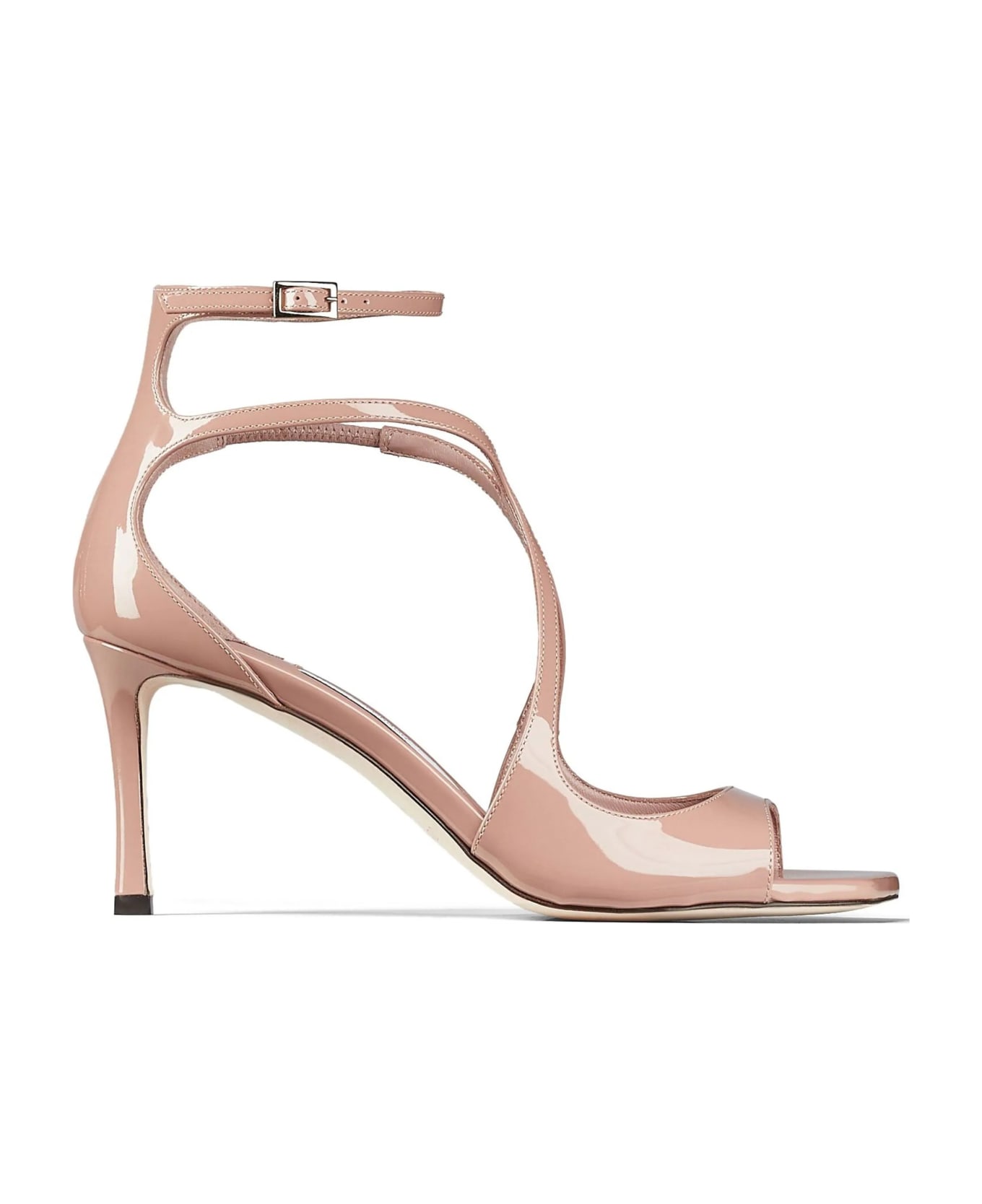 Jimmy Choo Azia 75 Sandals In Pastel Pink Patent Leather - Pink