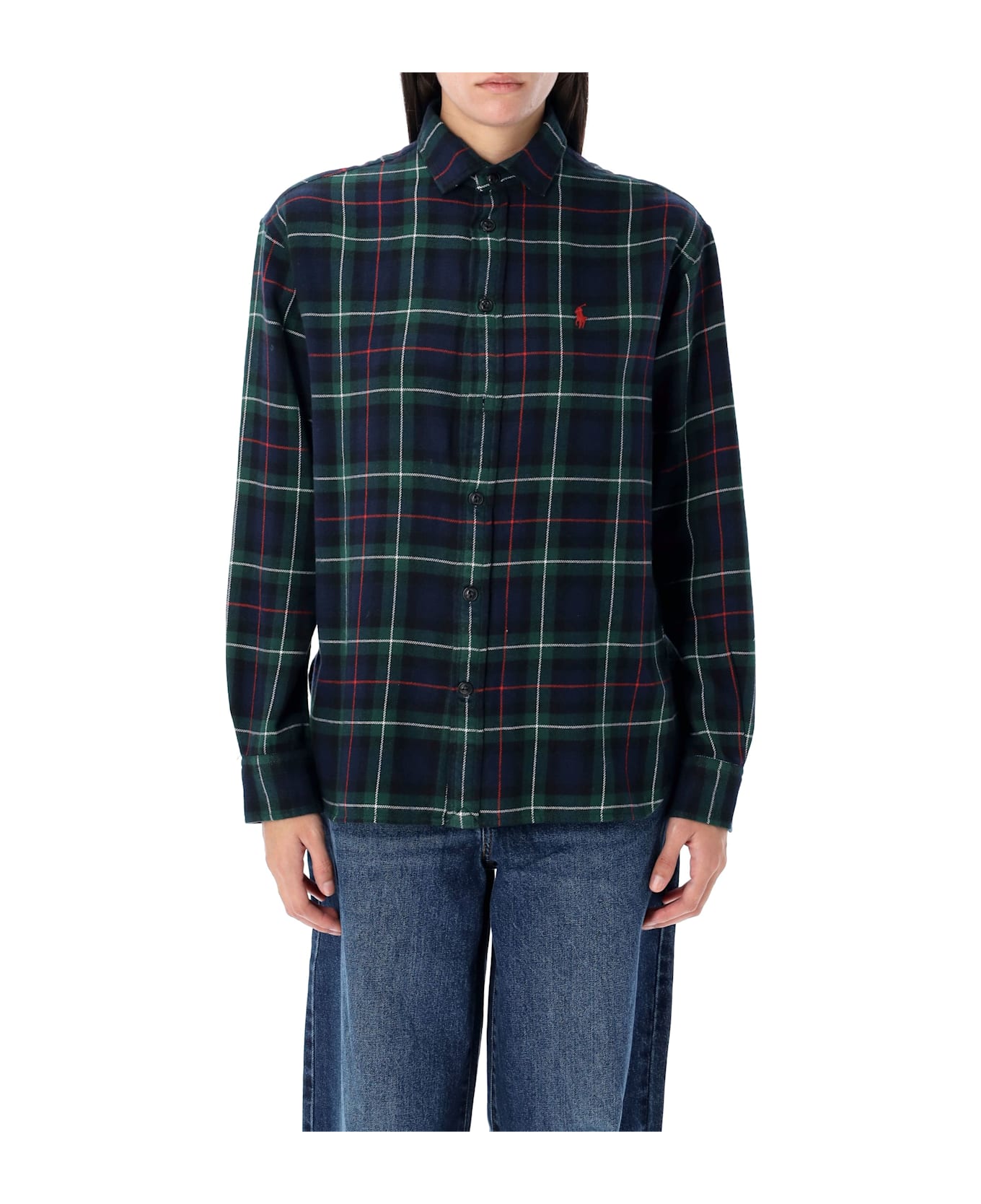 Polo Ralph Lauren Relaxed Fit Plaid Cotton Shirt - GREEN CHECK