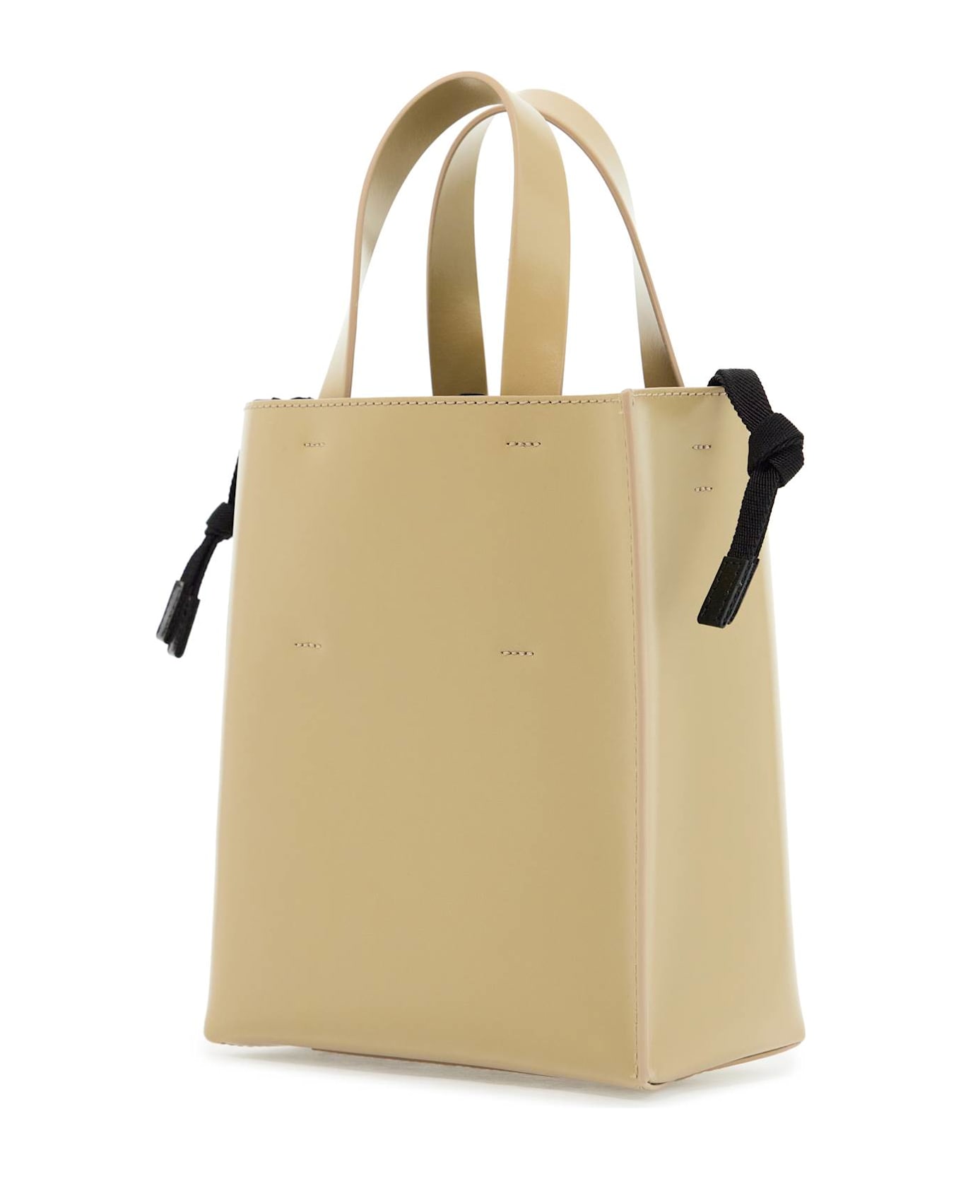 Marni Beige Leather Shopping Bag With Short Handles And Shoulder Strap - WINTER WHEAT (Beige)