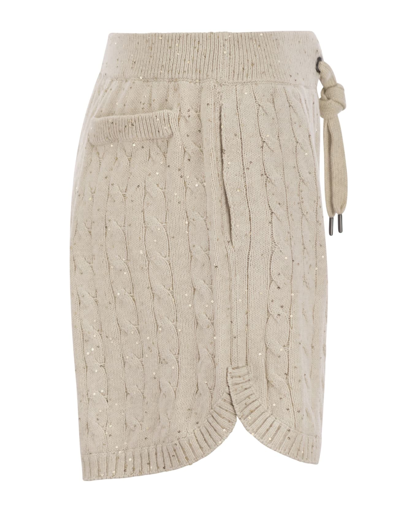 Brunello Cucinelli Cotton Knit Shorts With Sequins - Oat ショートパンツ