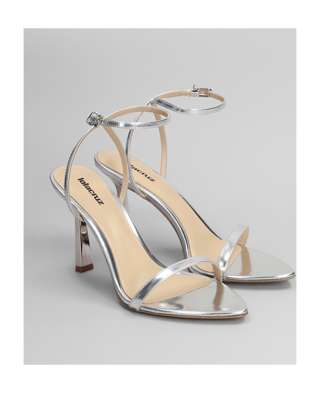 Lola Cruz Summer Heel 95 Sandals In Silver Leather - silver